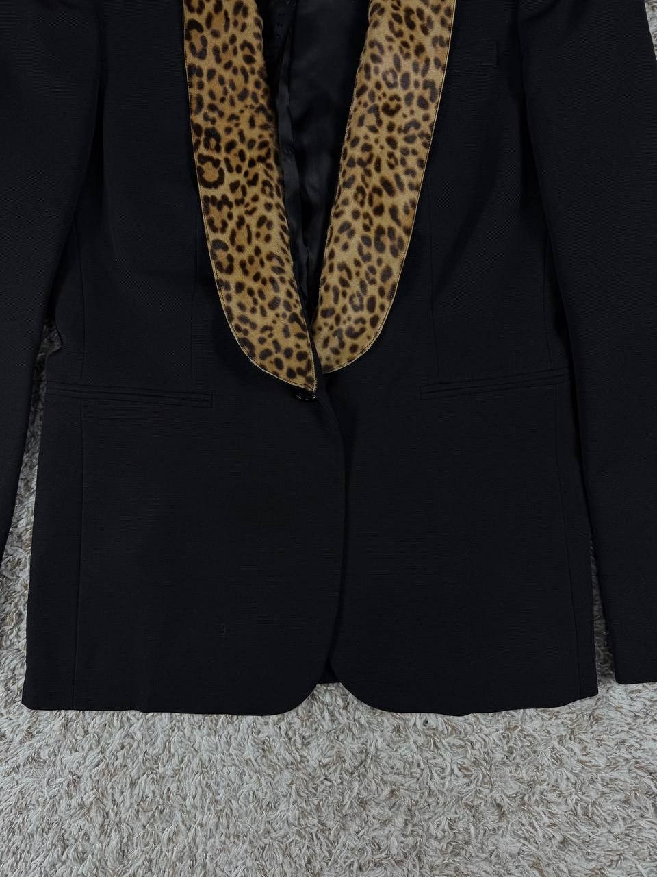 Burberry Burberry London Leopard Pony Hair Shawl Collar Wool Blazer Size L / US 10 / IT 46 - 3 Thumbnail