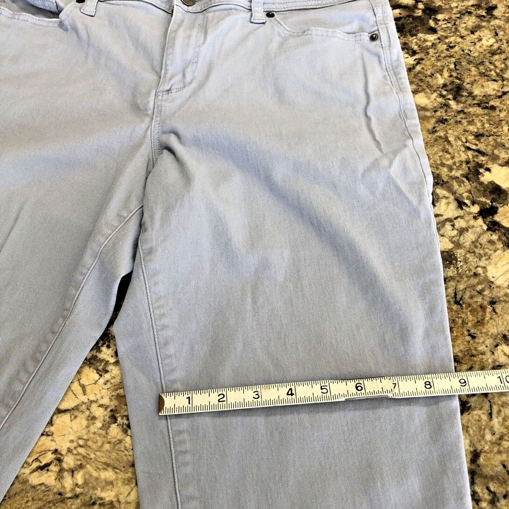Calvin Klein Size 12 Calvin Klein Jeans Womens Crop Baby Blue Stretchy Size 33" - 7 Thumbnail