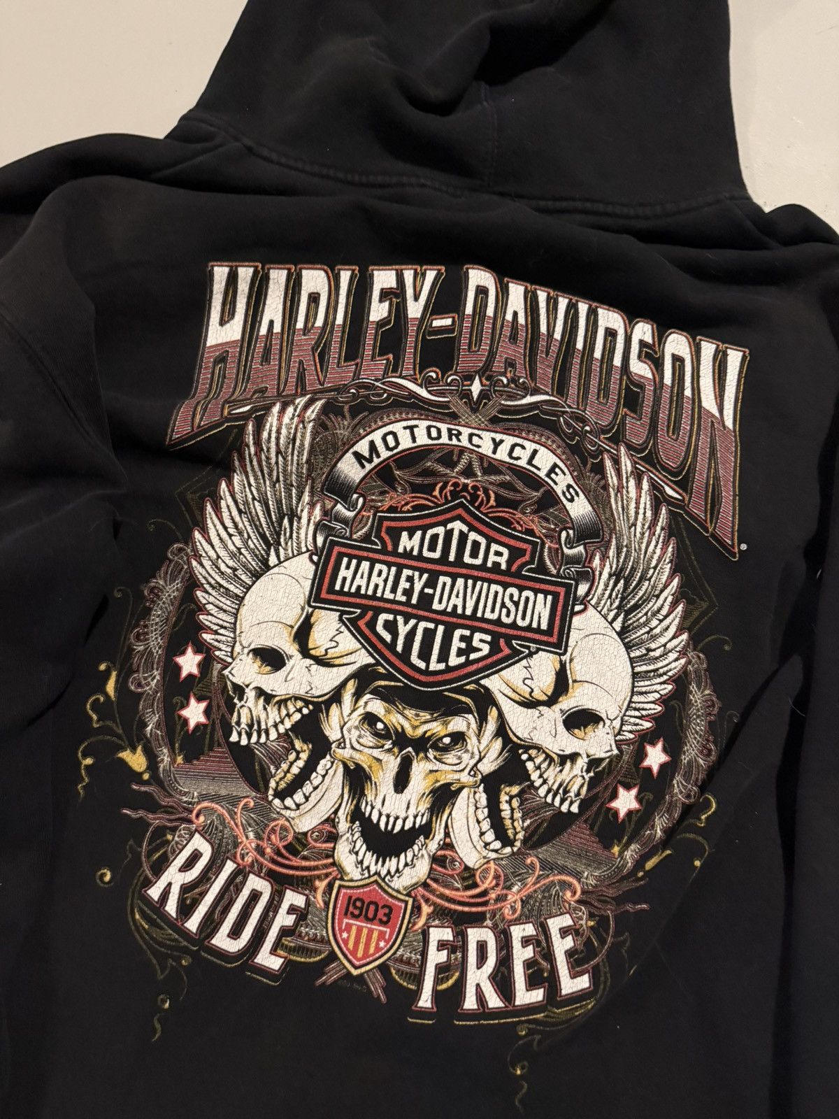 Harley Davidson Vintage 90s Harley Davidson Zip Up Hoodie With Sleeve Hits Size US XL / EU 56 / 4 - 4 Thumbnail