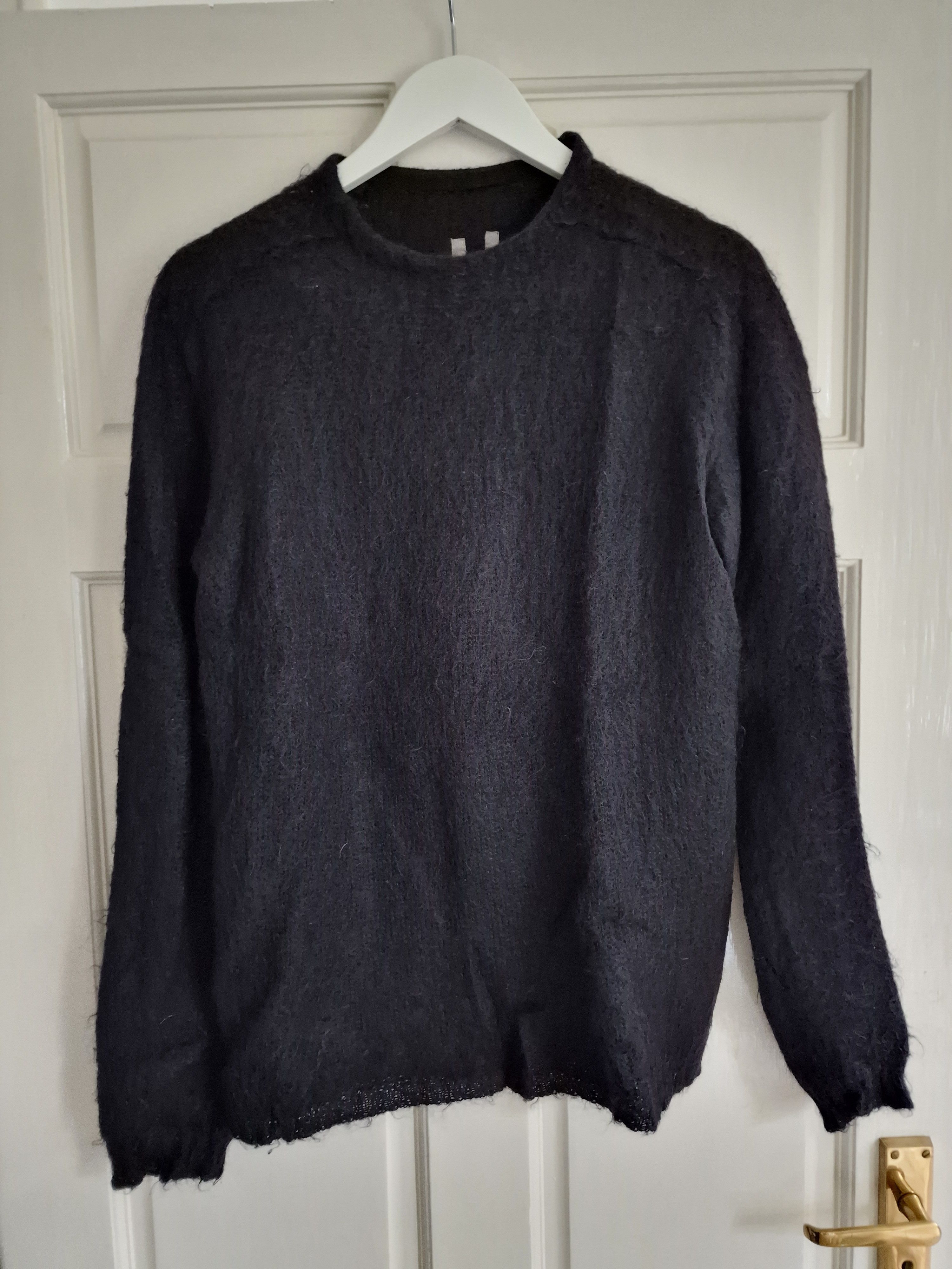 image of Rick Owens Aw17 Glitter Black Brushed Mohair Jumper Knit (M), Men's (Size Medium)