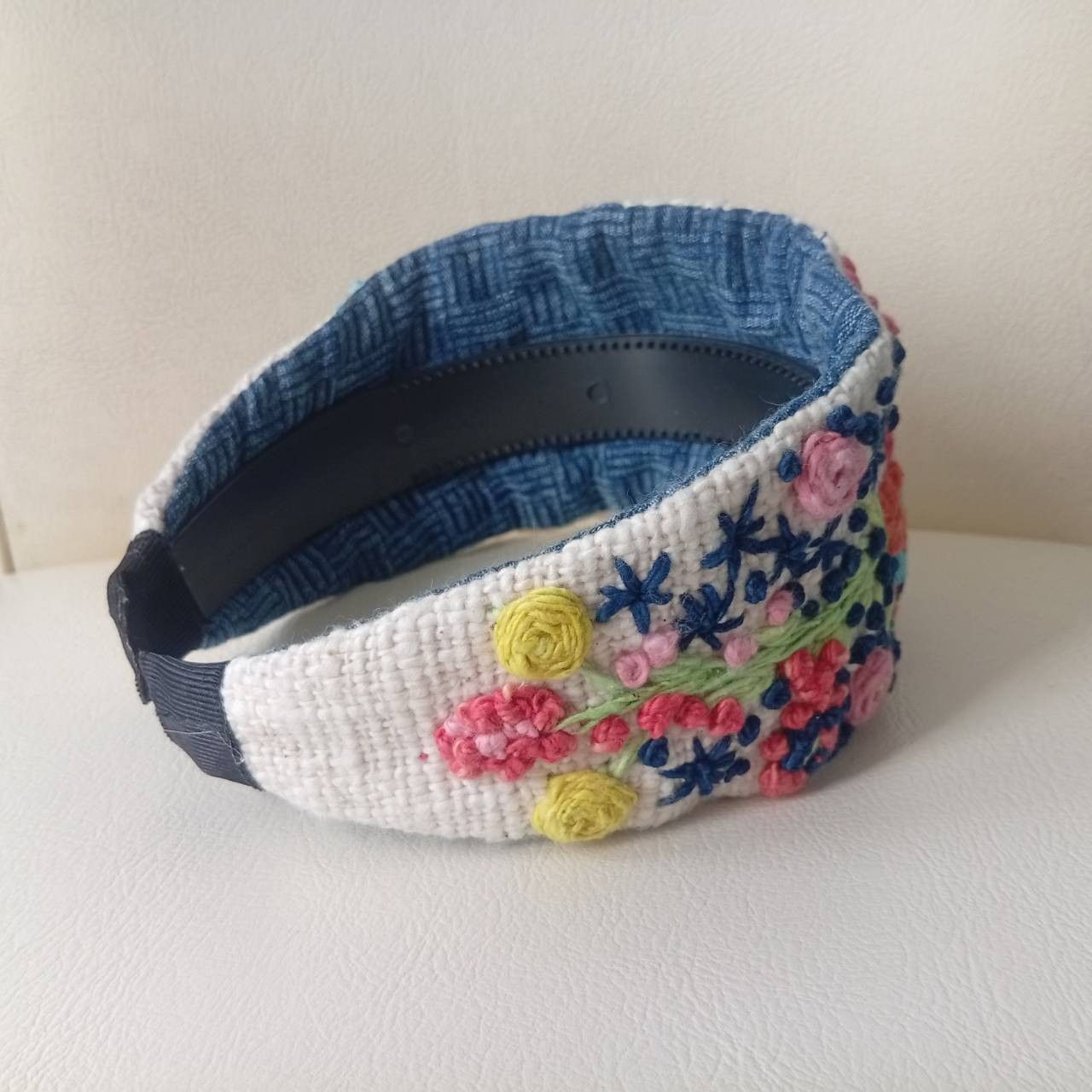 Other HAND FLORAL EMBROIDERED INDIGO HEADBAND NEW YEAR GIFT Size ONE SIZE - 4 Thumbnail