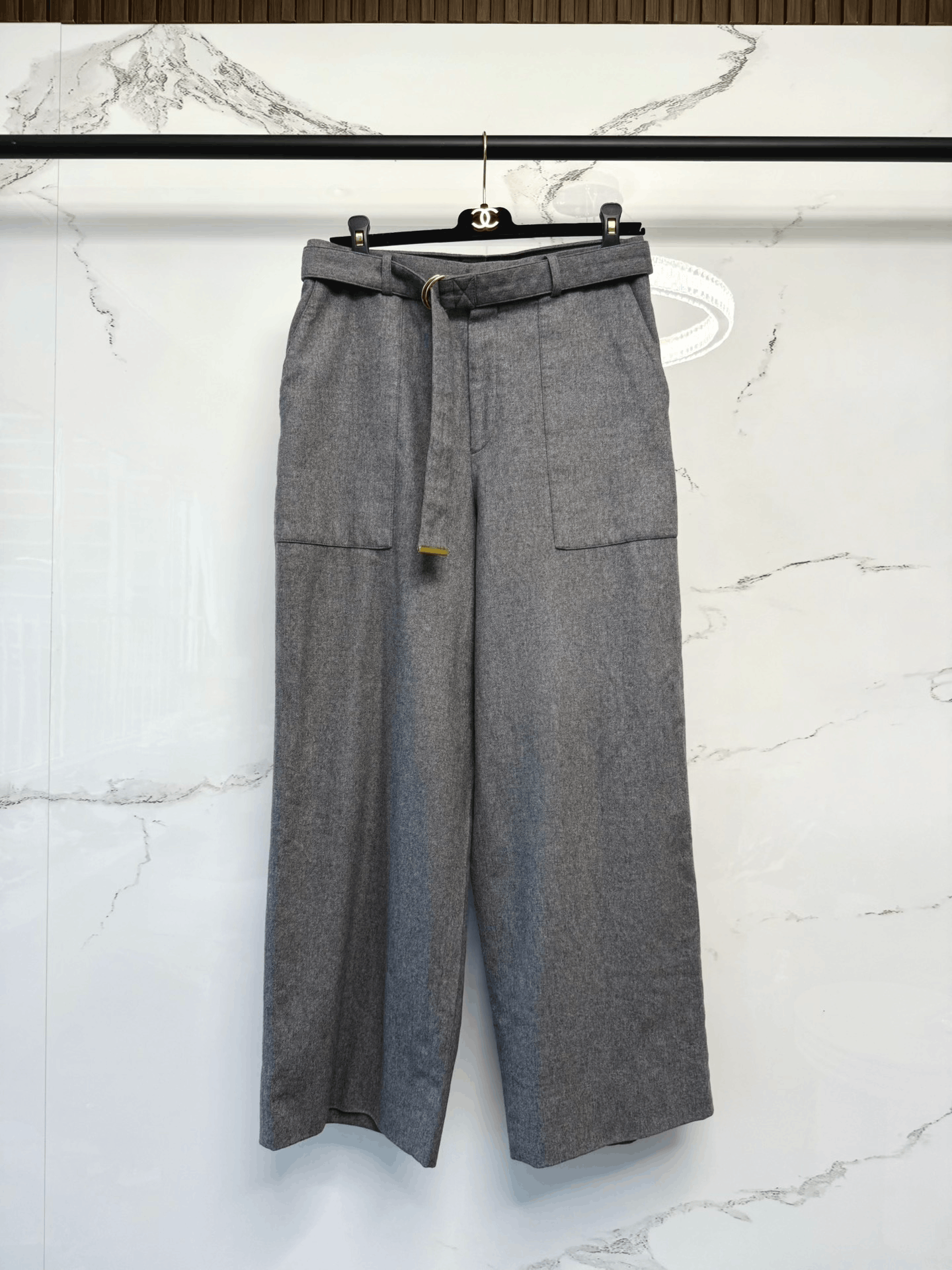 Celine celine gray cashmere wide-leg trousers Size 40" / US 18 - 1 Thumbnail