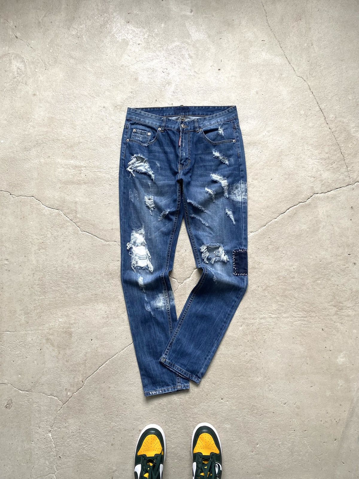 Dsquared2 Vintage Dsquared2 Distressed Patchwork Denim Pants Size US 34 / EU 50 - 1 Thumbnail