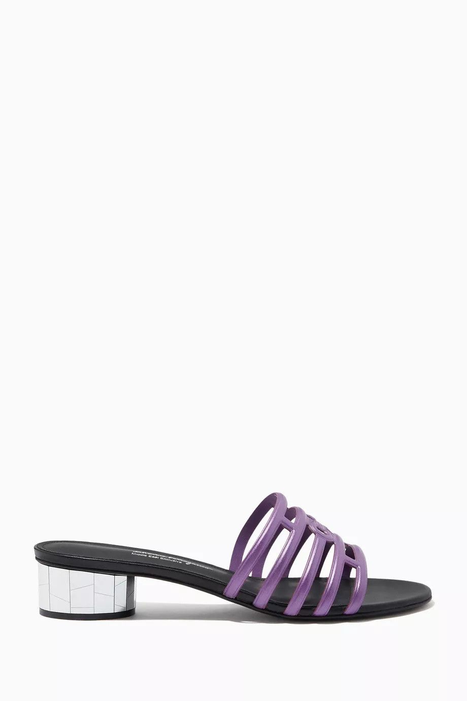 Salvatore Ferragamo o1y0426 Geometric Heel Mules in Purple Size US 9.5 / IT 39.5 - 1 Thumbnail