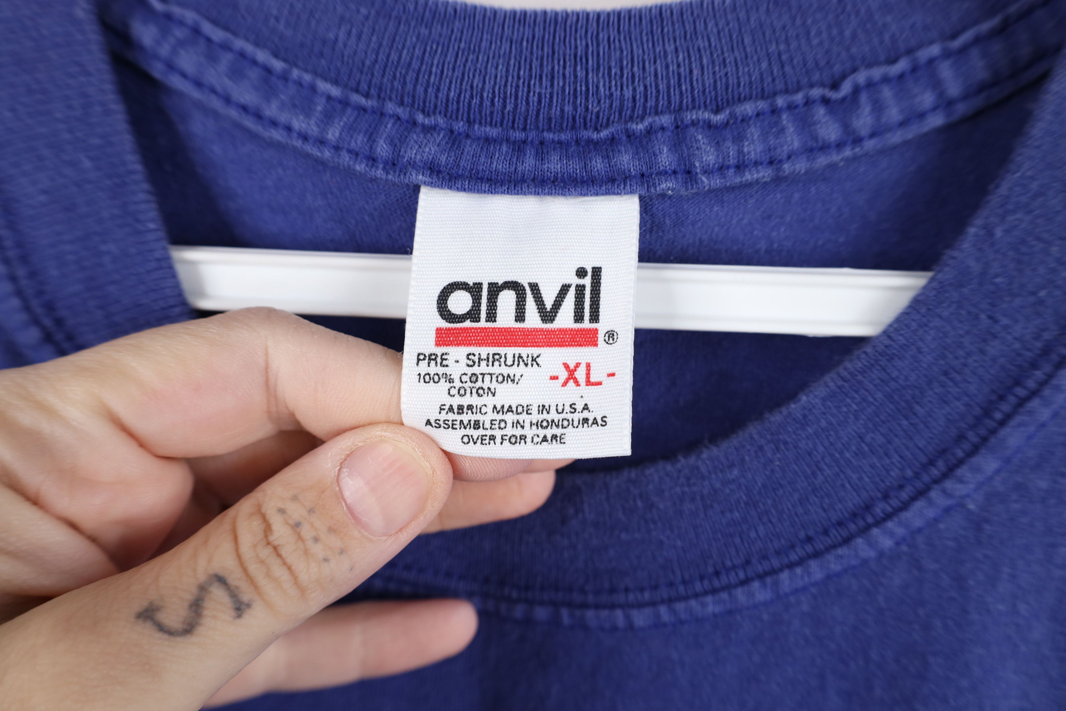 Vintage Vintage 90s Streetwear Blank Heavyweight Cotton T-Shirt Blue Size US XL / EU 56 / 4 - 4 Thumbnail