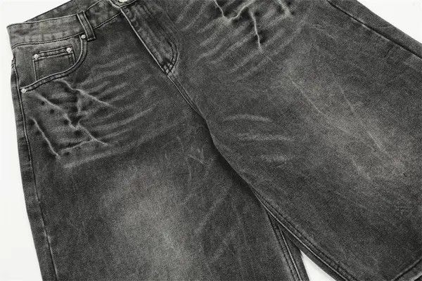 VIBE Punk distressed washed men's loose wide-leg denim shorts Size US 32 / EU 48 - 6 Thumbnail