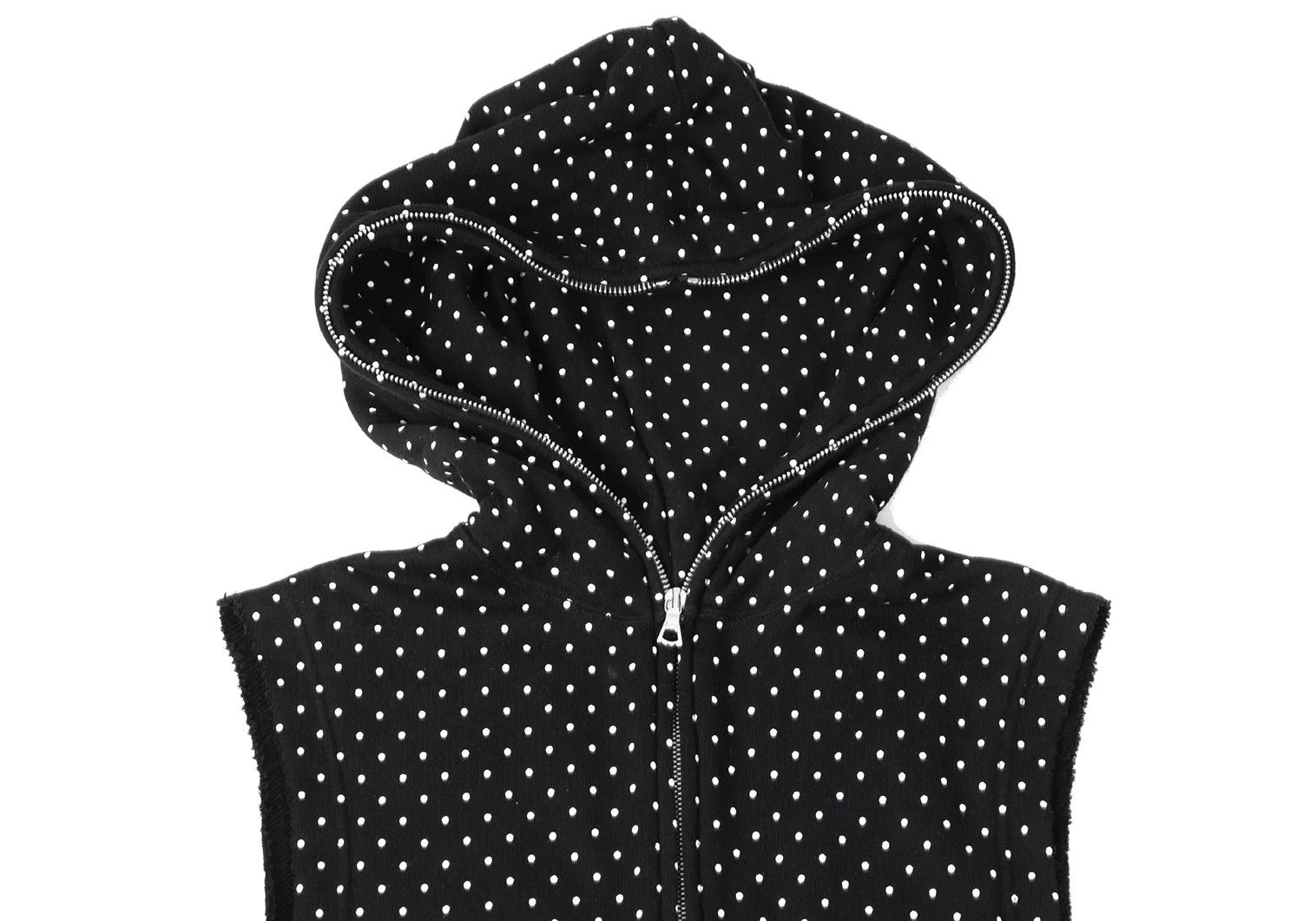 Ganryu Cotton Dot Print Cut Design Sleeveless Long Hoodie Black Size US S / EU 44-46 / 1 - 4 Thumbnail