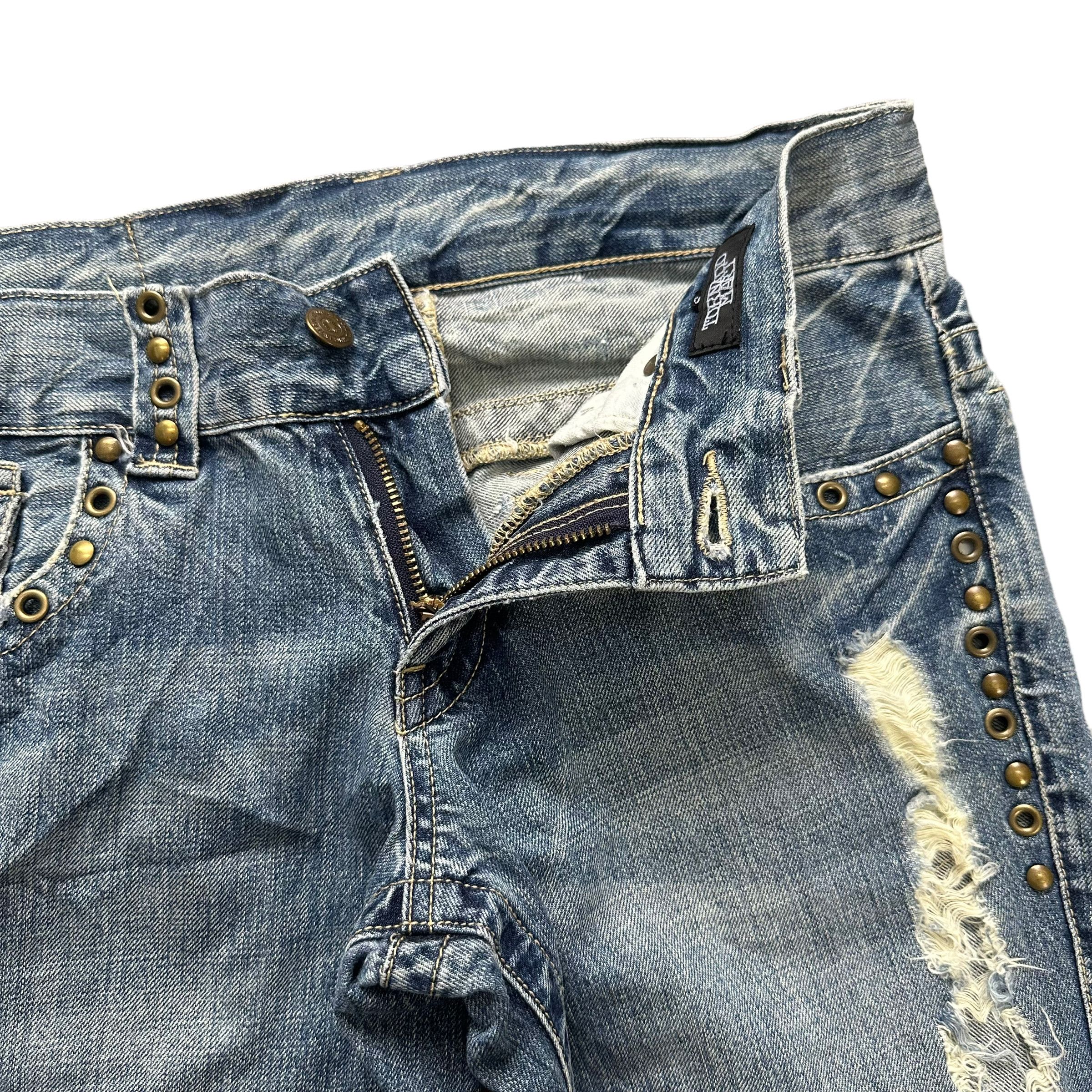 Tornado Mart TORNADO MART TWISTED FLARE STUDDED DISTRESSED JEAN #8505-012 Size 31" - 4 Thumbnail