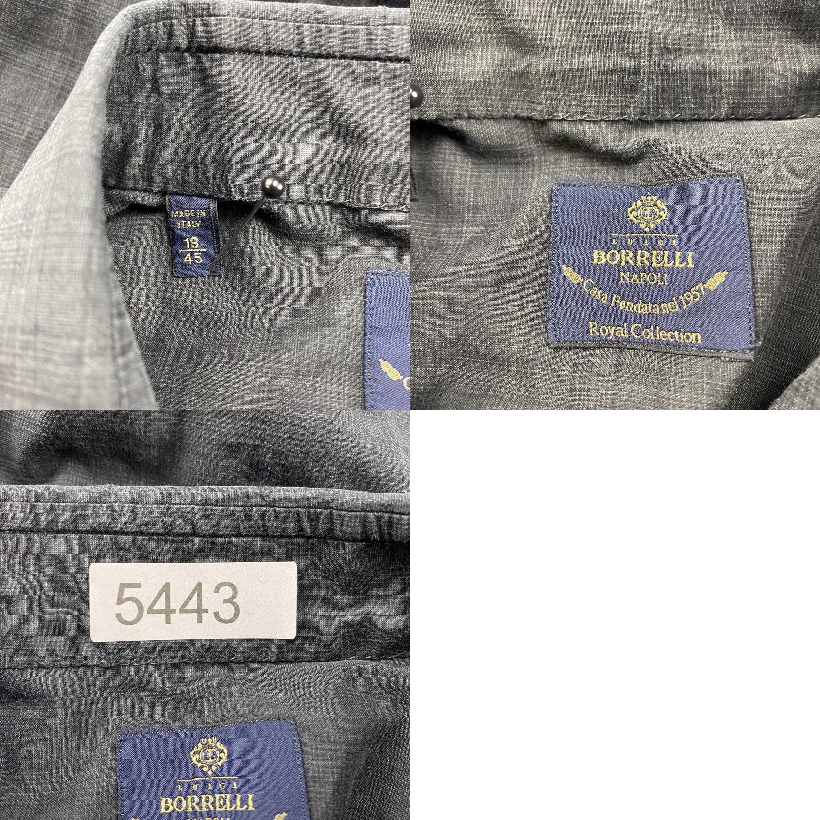Vintage Borrelli Napoli Dress Shirt Mens 18 45 Gray Check Button Up Made In Italy Shirt Mens 18 Neck 18 in Pattern Check" Size 48R - 9 Thumbnail