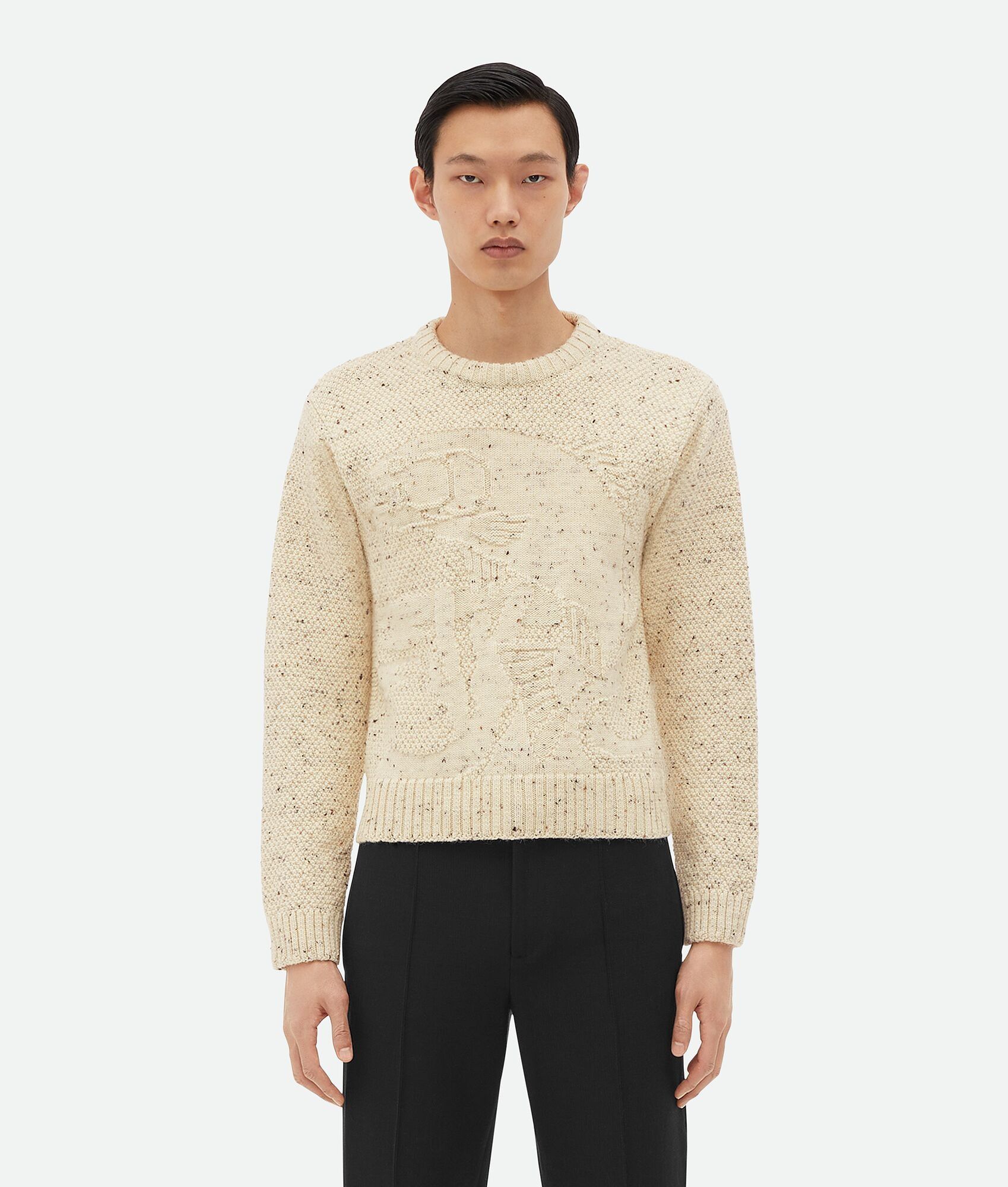 Bottega Veneta o1n1vont0125 Graphic Fish Wool Sweater in Beige Size US S / EU 44-46 / 1 - 1 Thumbnail