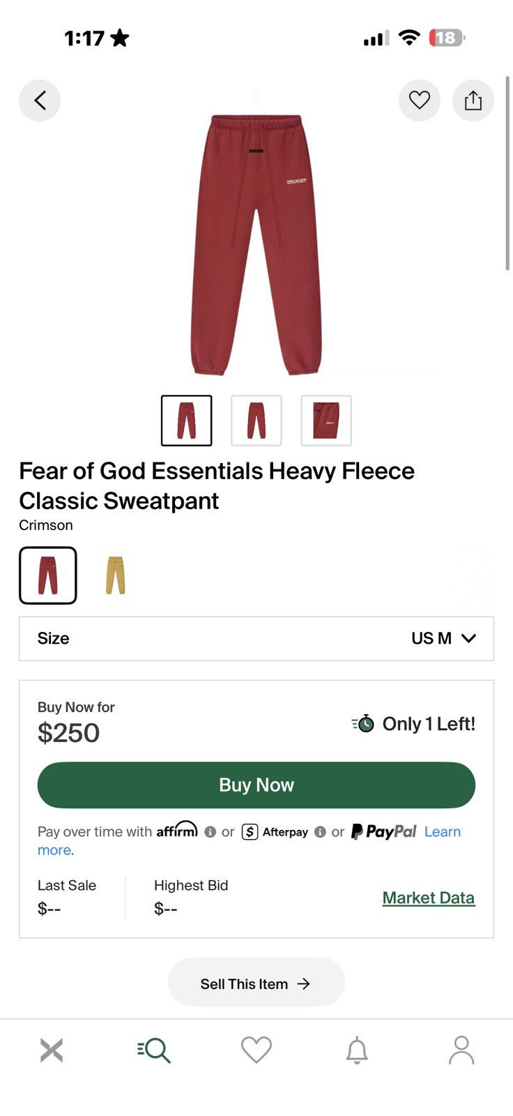 Essentials Essentials Fear of God Crimson Sweatpants Size US 30 / EU 46 - 7 Thumbnail