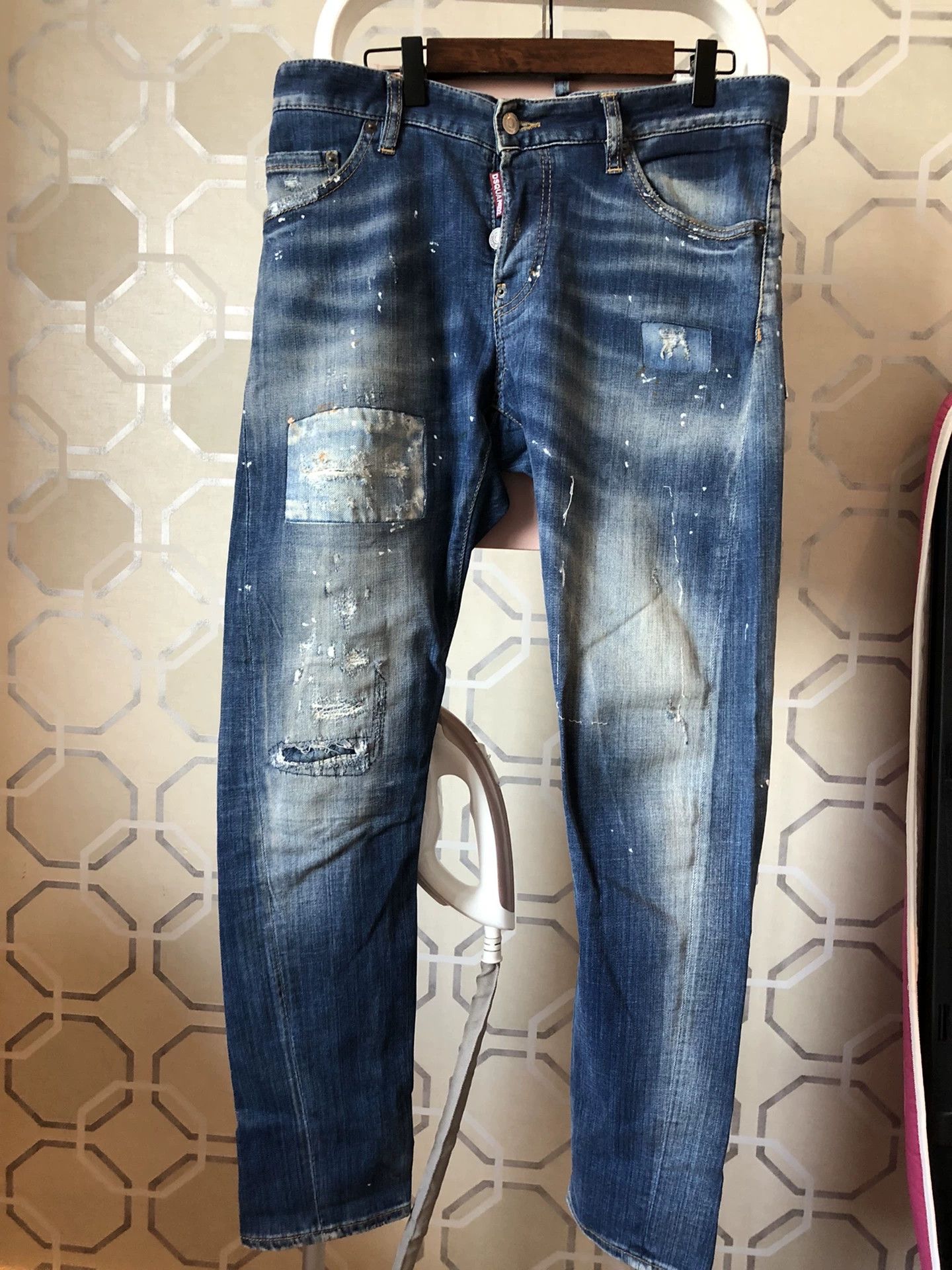 Dsquared2 Dsquared2 Blue Distressed Stretch Jeans Size US 30 / EU 46 - 1 Thumbnail