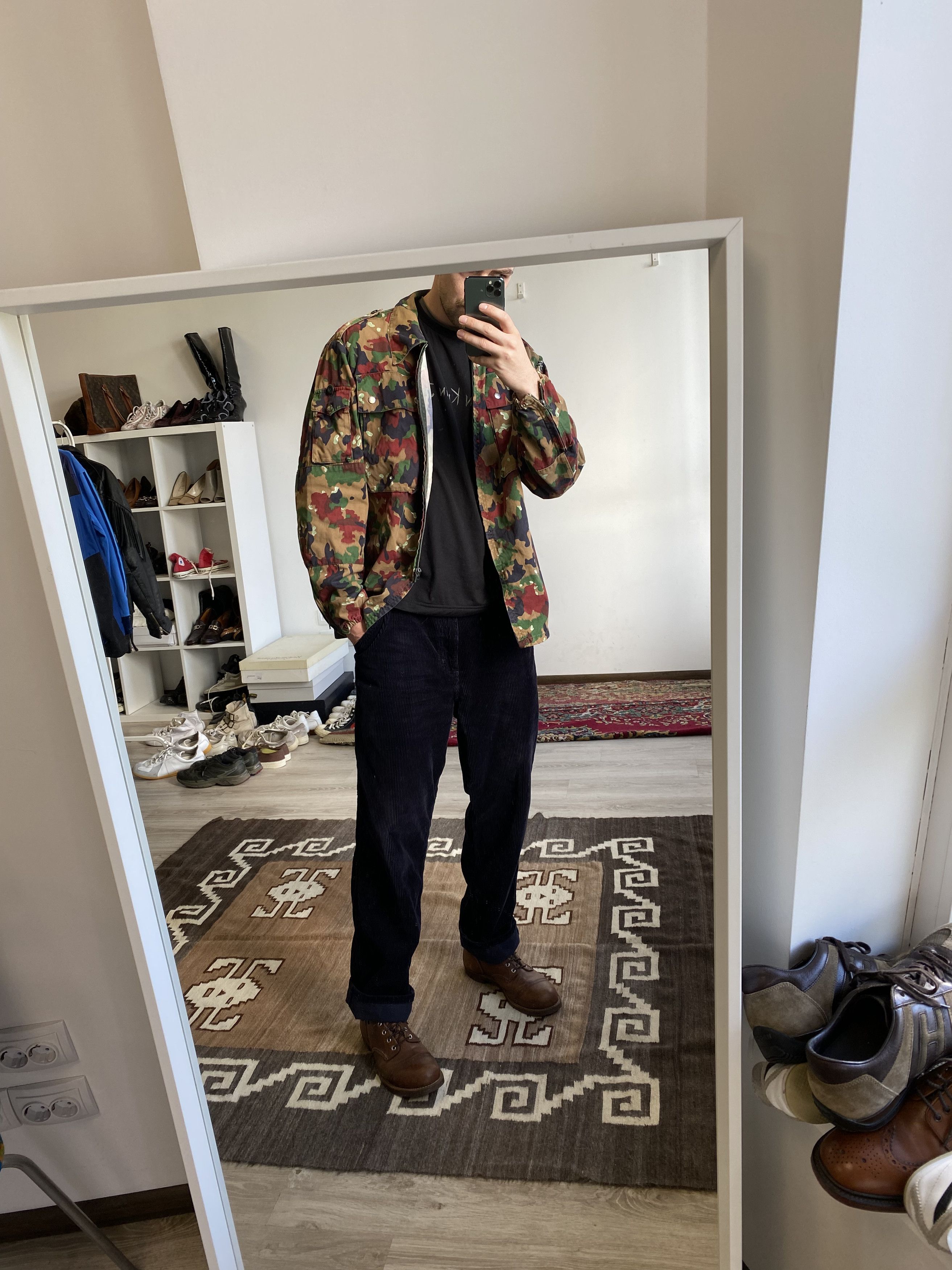 Vintage Swiss Army Camo Vintage Full Zip Overshirt Jacket Size US L / EU 52-54 / 3 - 4 Thumbnail