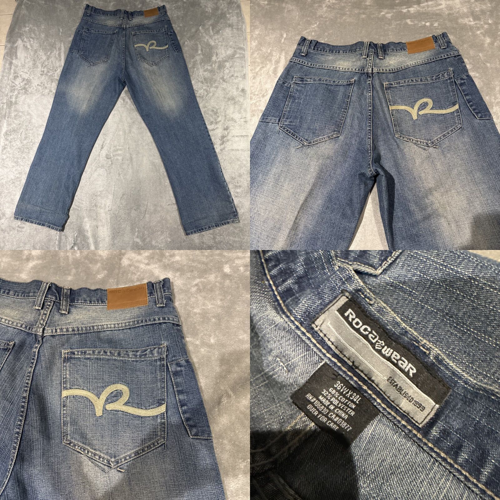 Rocawear VINTAGE Rocawear Embroidered Jeans Men’s 36x34 Wide Leg Hip Hop Baggy Y2K Grunge Jeans Men Size US 36 / EU 52 - 8 Thumbnail