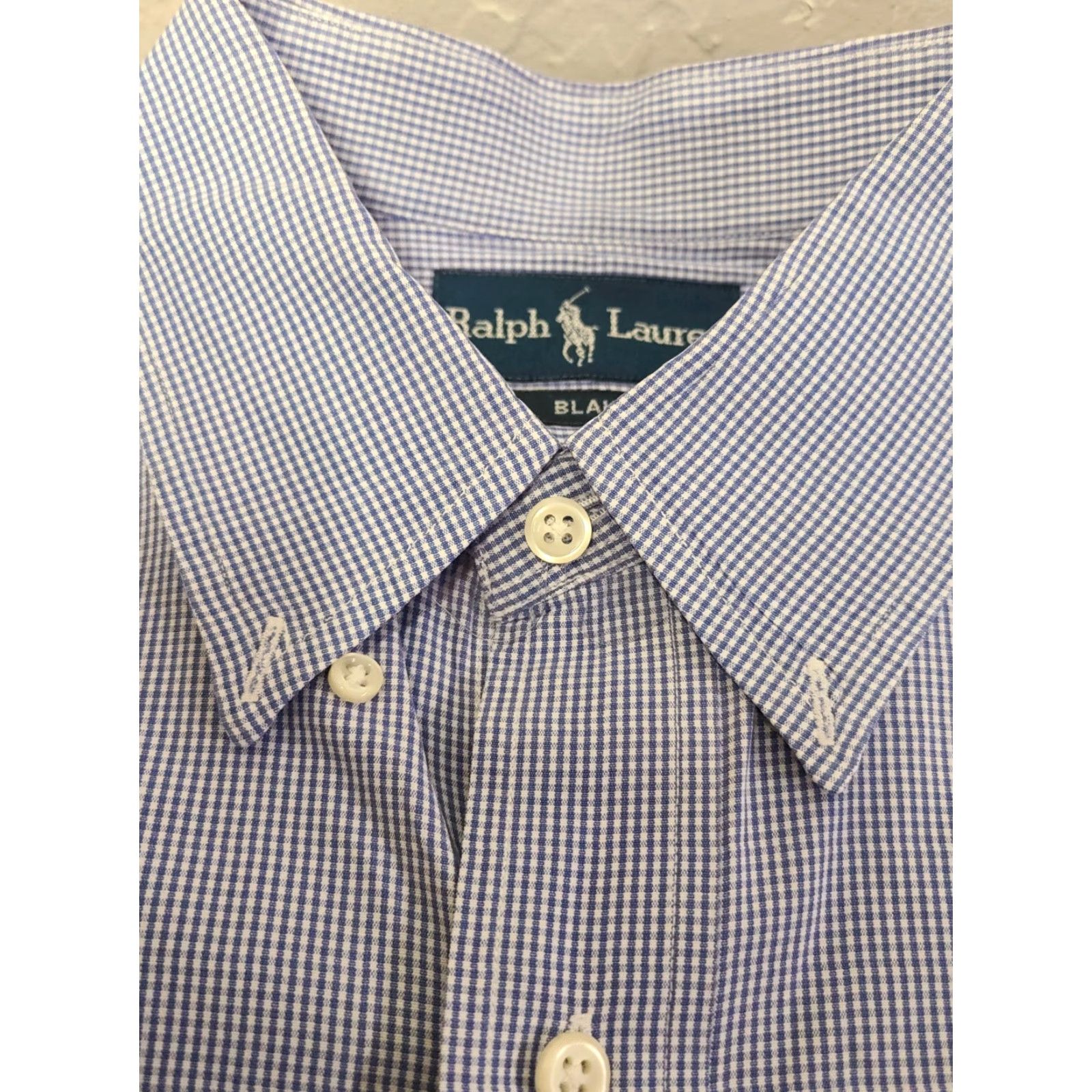 Polo Ralph Lauren Polo Ralph Lauren Shirt Men's Blue Squares L Long Sleeve Button-Down Collar Knit Cotton Embroidered Logo Classic Geometric All Seasons Size US L / EU 52-54 / 3 - 5 Thumbnail