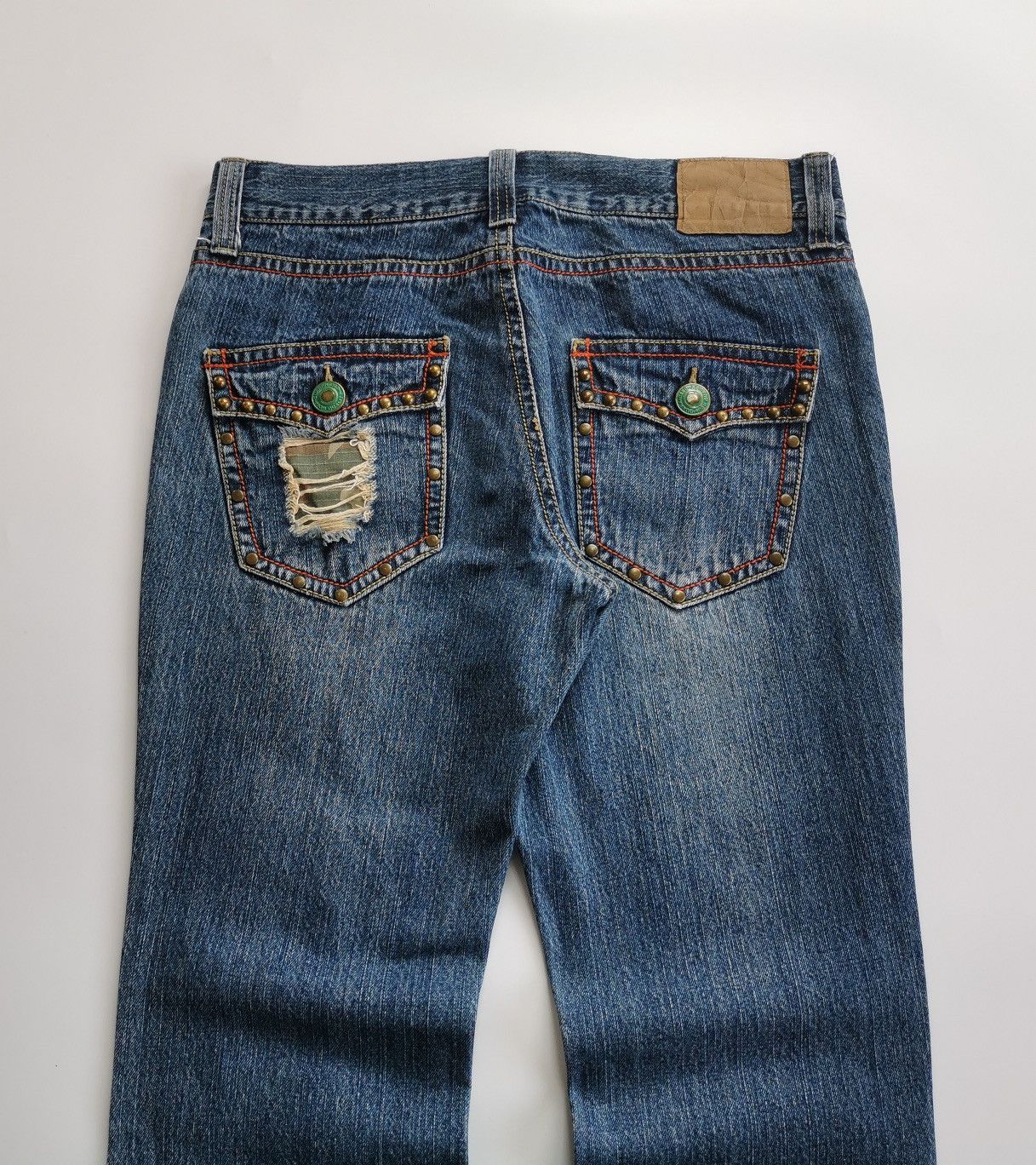 Japanese Brand Unbrand Japan Bootcut Camo Patchwork Repaired Jeans Size US 33 - 5 Thumbnail