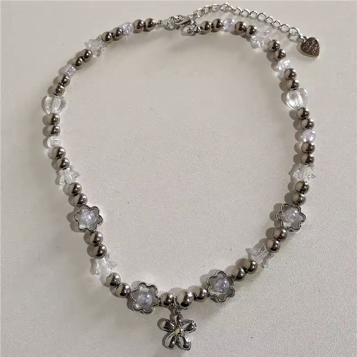 Jewelry × Vintage Goth Cute Flower Pendant Beaded Choker Neck Necklace Size ONE SIZE - 1 Thumbnail