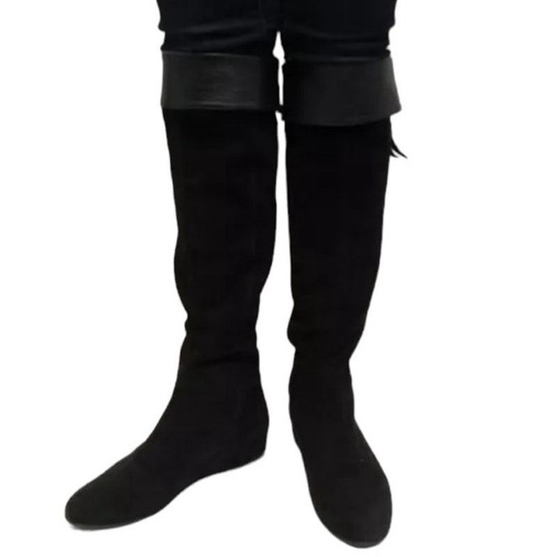 Stuart Weitzman Stuart Weitzman Over the Knee Black Leather Suede Boots 7.5 Size US 7.5 / IT 37.5 - 13 Thumbnail