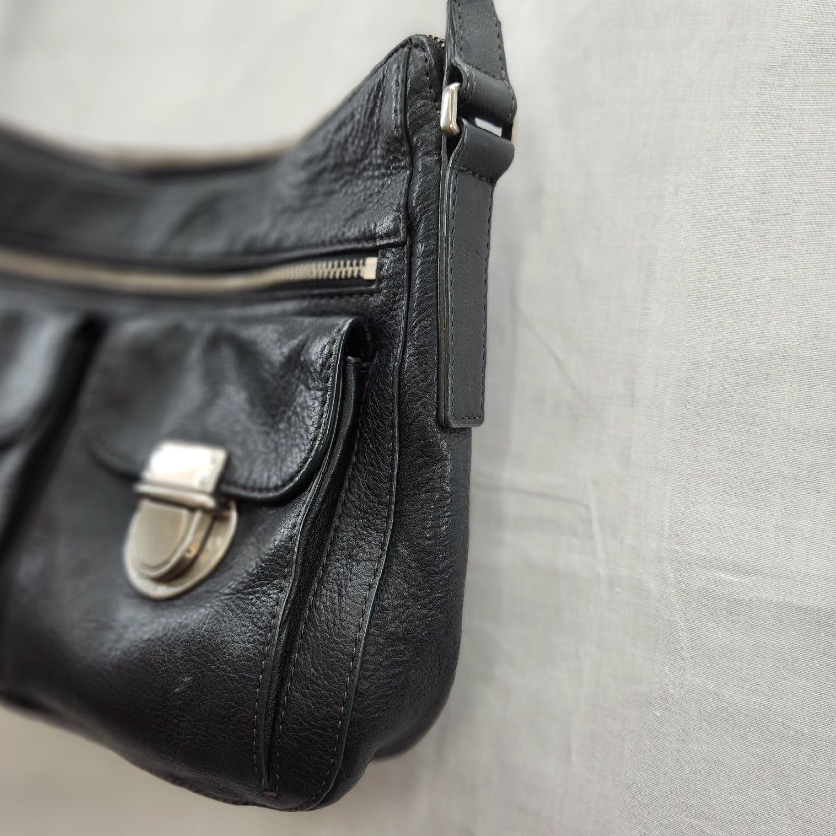 Fossil Fossil Riley Leather Black Crossbody Purse - Genuine Leather, Push Lock, Shoulder Bag, Medium, Women Size ONE SIZE - 3 Thumbnail
