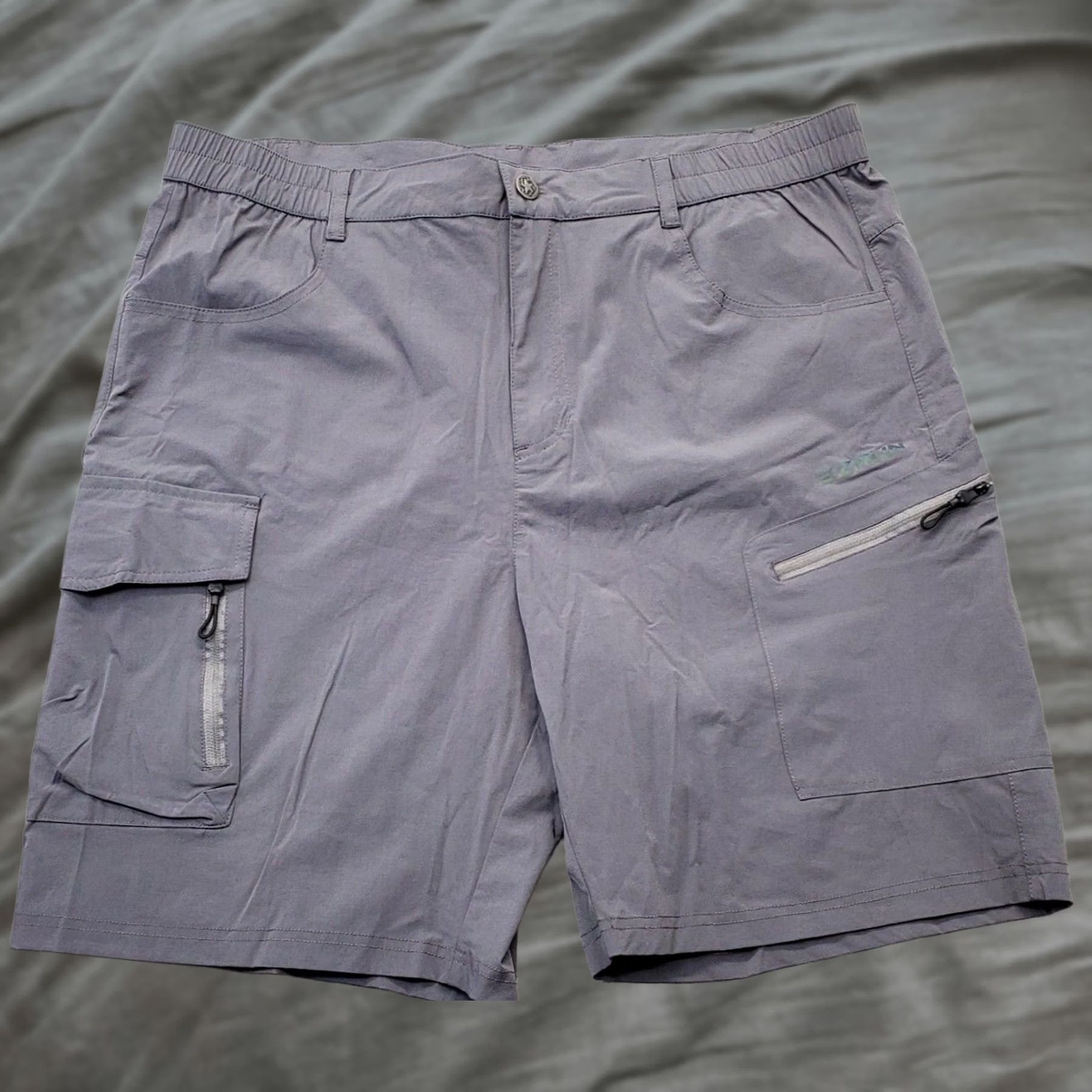 Vintage EZRUN Cargo Short Mens L Gray Stretch Nylon Regular Pockets Outdoor Size US 33 - 1 Thumbnail