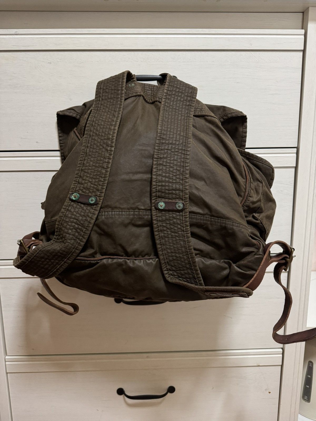 RRL Ralph Lauren DOUBLE RL (RRL) Leather Trim Oiled Cloth Backpack FW22 Size ONE SIZE - 4 Thumbnail