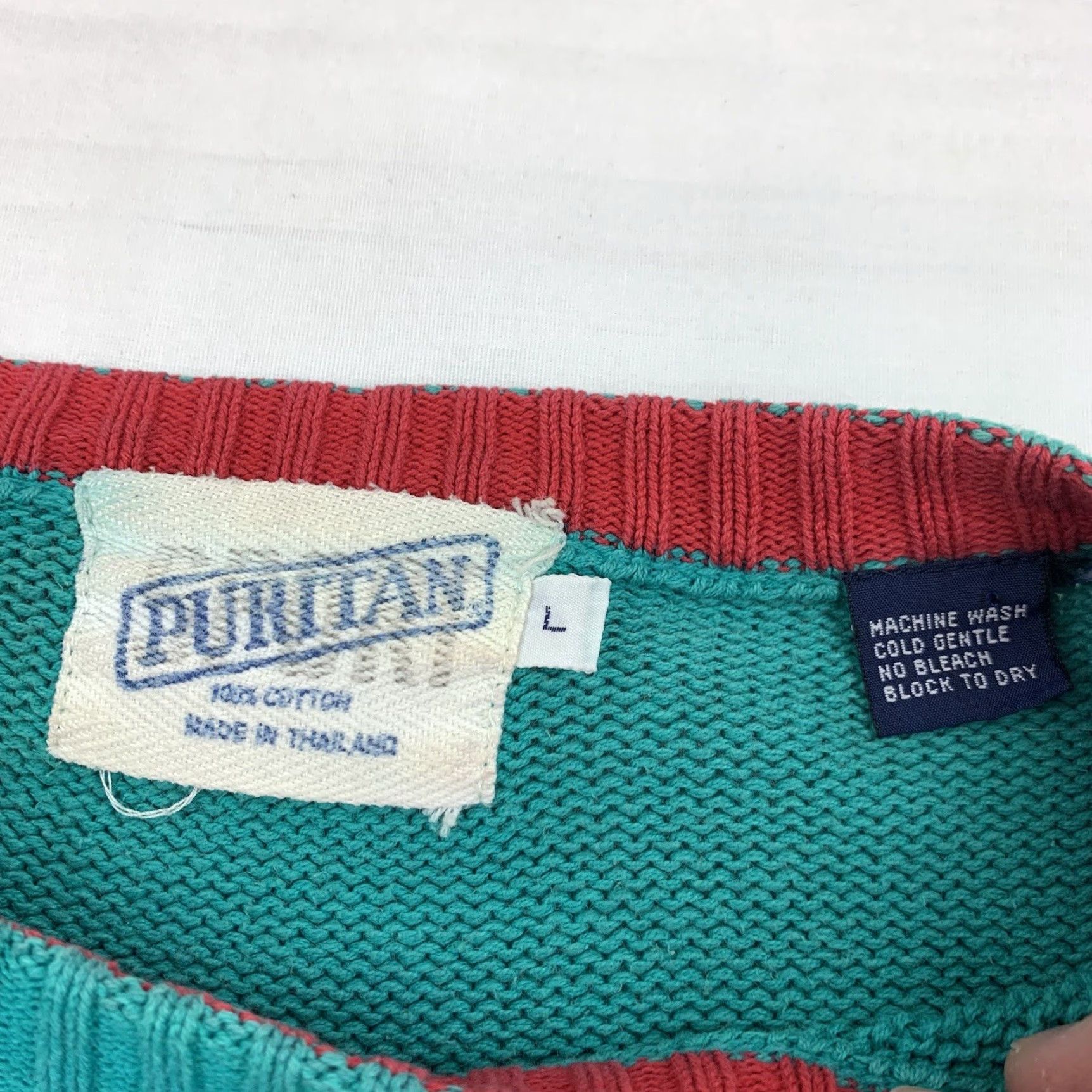 Vintage VINTAGE Puritan Sweater Men Pullover Knit Blue Heavyweight 90s Large Crew Neck Cotton Size US L / EU 52-54 / 3 - 3 Thumbnail