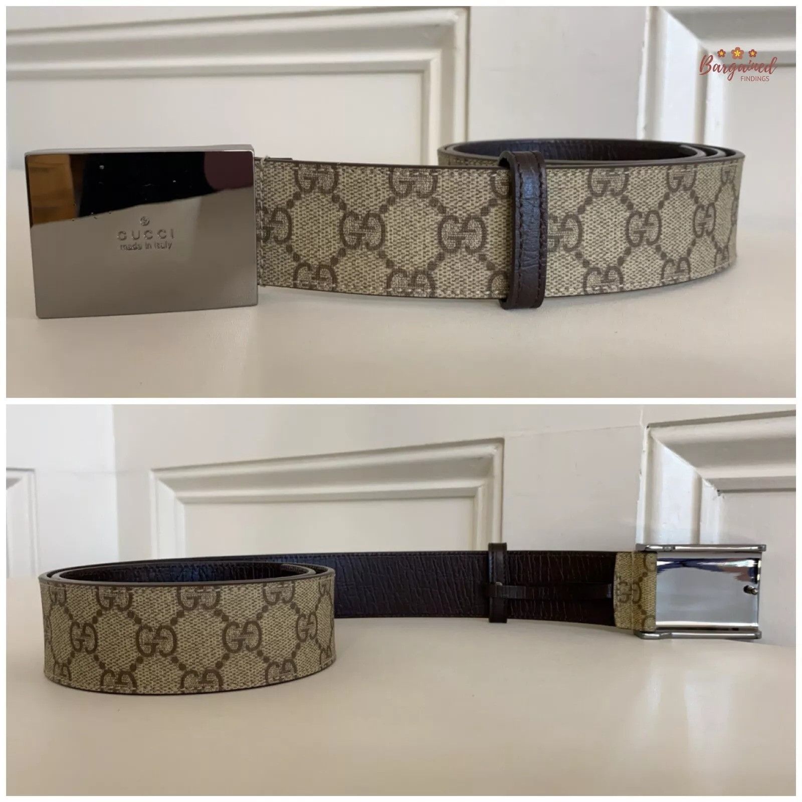 Gucci Gucci GG Plus Monogram Canvas Silver Square Buckle Belt Size 30 - 7 Thumbnail
