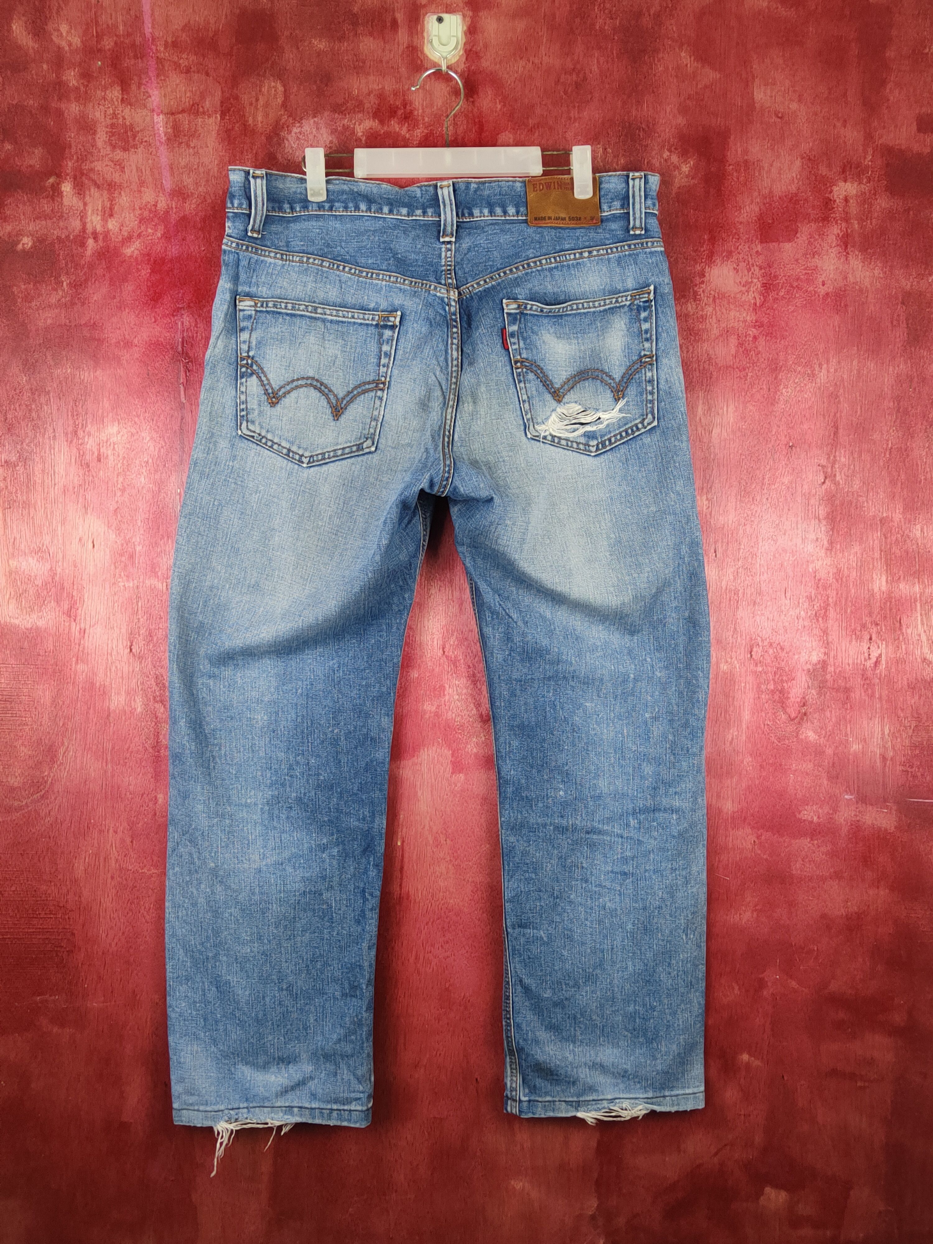 Edwin Edwin Blue Faded Distressed Ripped Jeans #S1662 Size US 36 / EU 52 - 8 Thumbnail