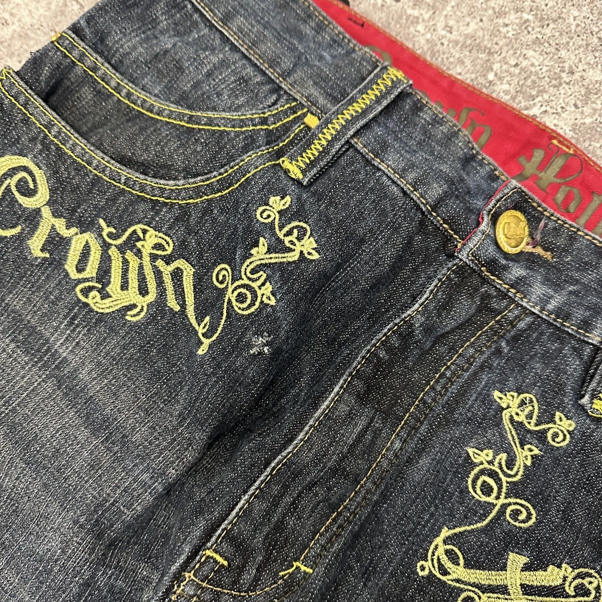 Japanese Brand Vintage 90s Crown Holder Embroidered rap jeans og y2k Size US 34 / EU 50 - 10 Thumbnail