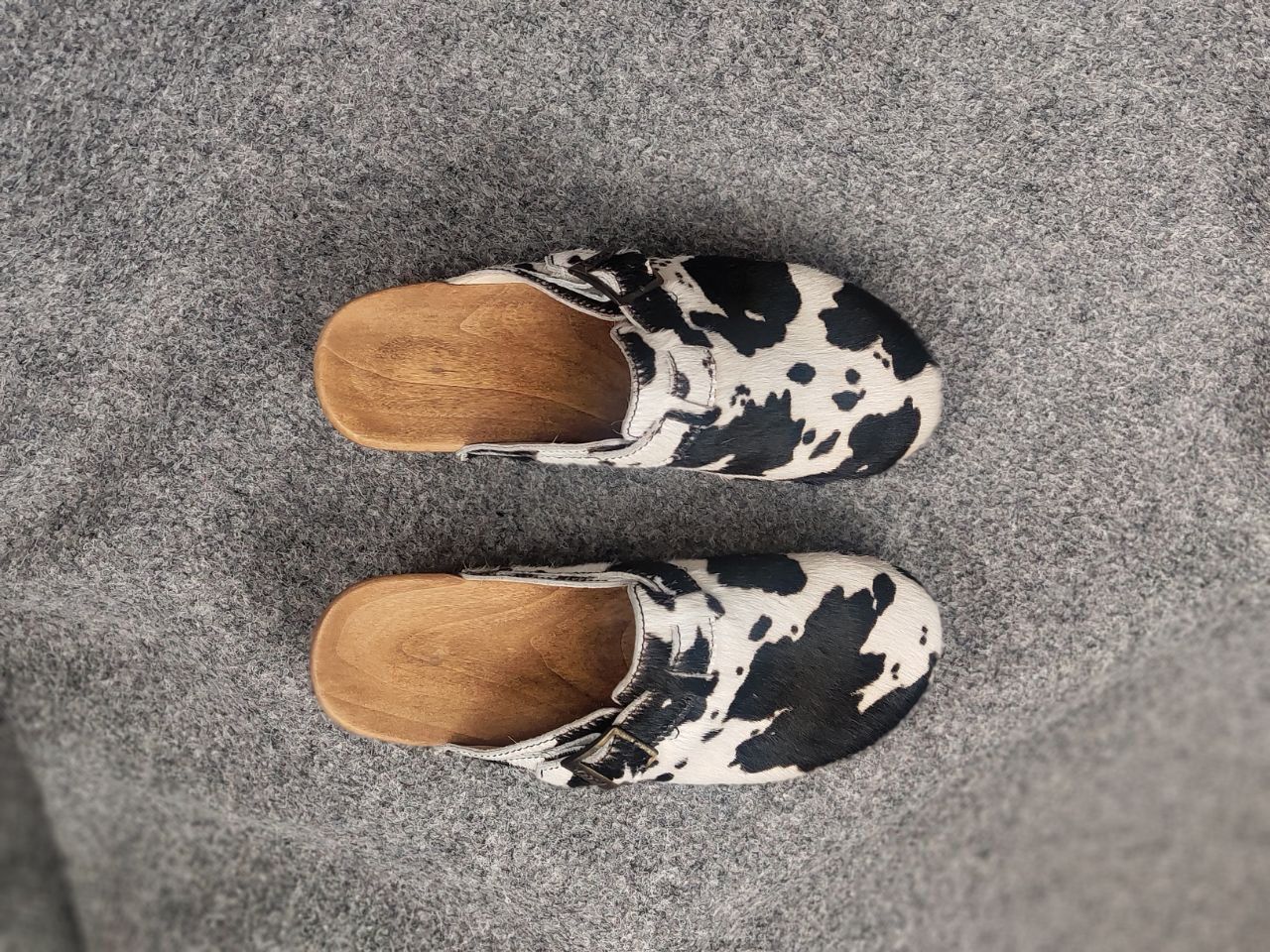 Woody Design Manu Fur W' Leather cowhide Clogs mules Shoes