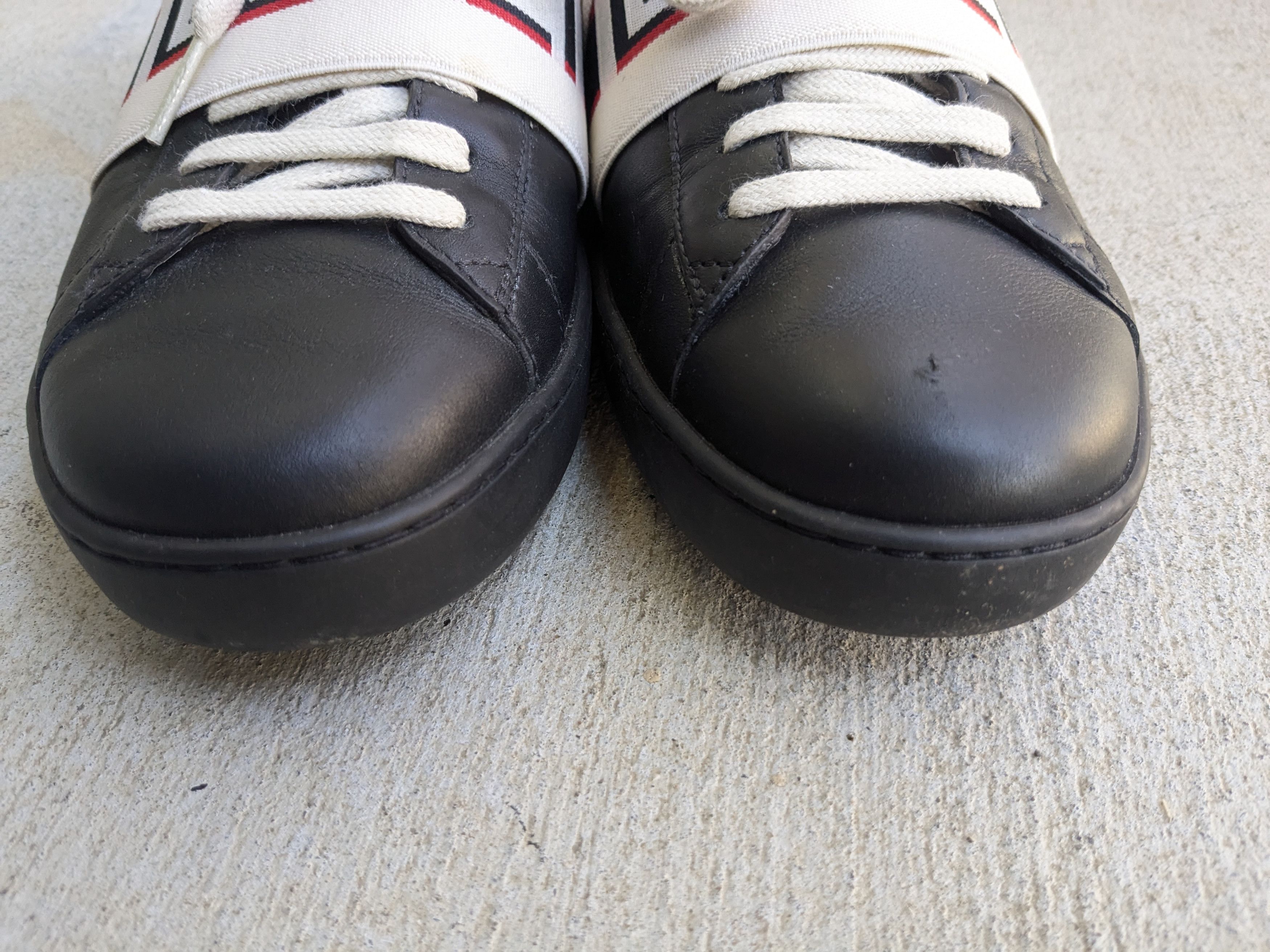 Gucci Gucci Ace Black Leather 8 Low Tops Web Elastic Size US 8 / EU 41 - 4 Thumbnail