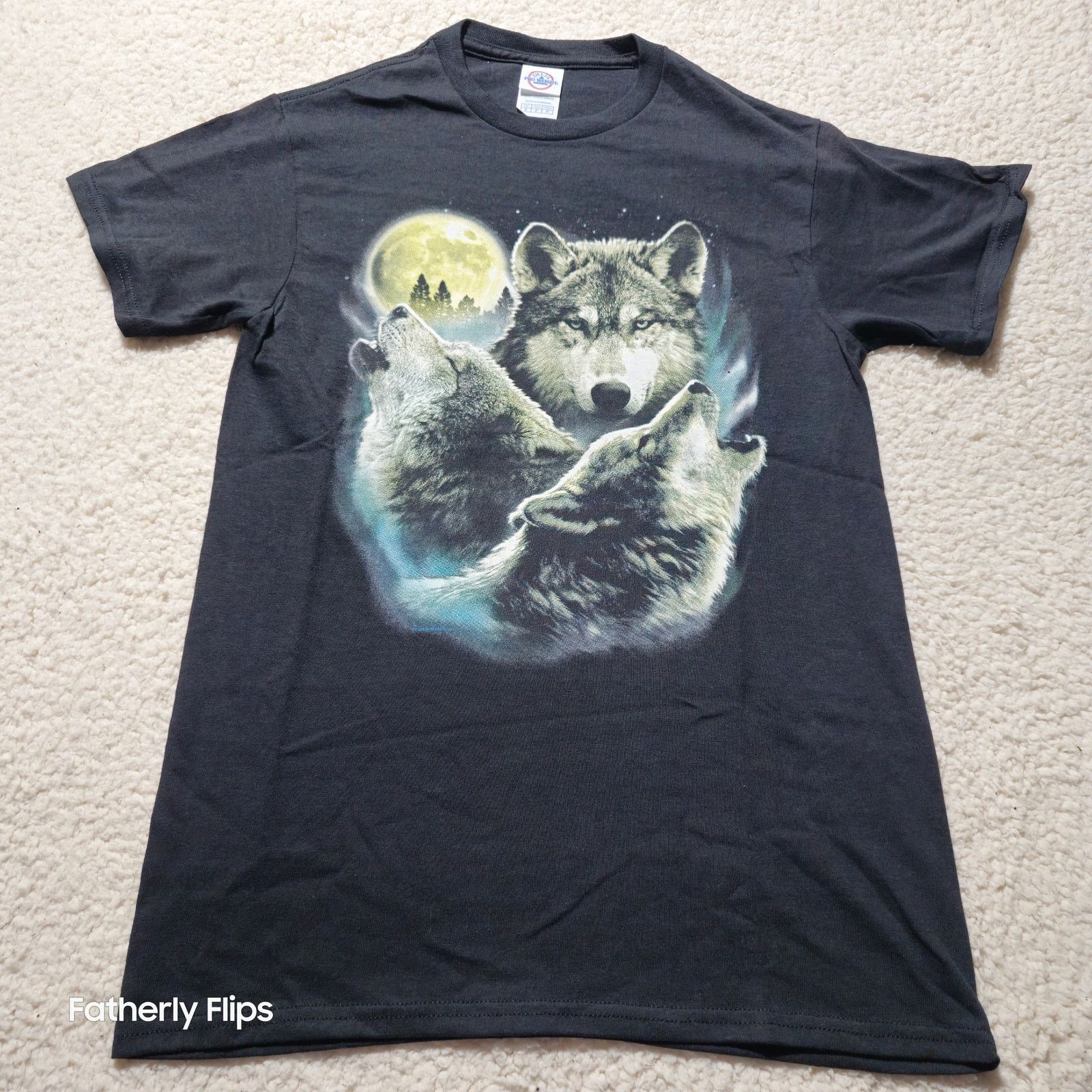 Delta Three Wolf Moon Graphic T-Shirt Black Howling Wolves Small Size US S / EU 44-46 / 1 - 1 Thumbnail
