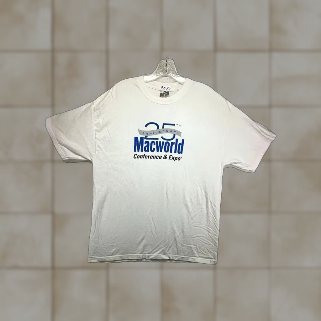 Hanes Apple Computer T-Shirt 2009 MacWorld 25th Anniversary Logo Crew Neck Short Sleeve Cotton Unisex Large White Size US L / EU 52-54 / 3 - 1 Thumbnail