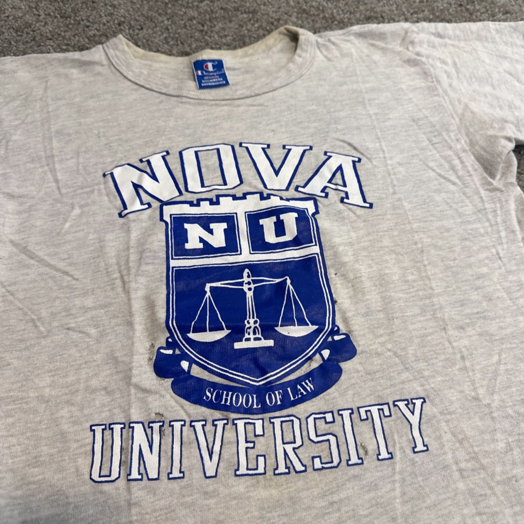 Champion VINTAGE 90s Champion Nova University Law Gray Blue NCAA T-Shirt M Mens Size US M / EU 48-50 / 2 - 3 Thumbnail