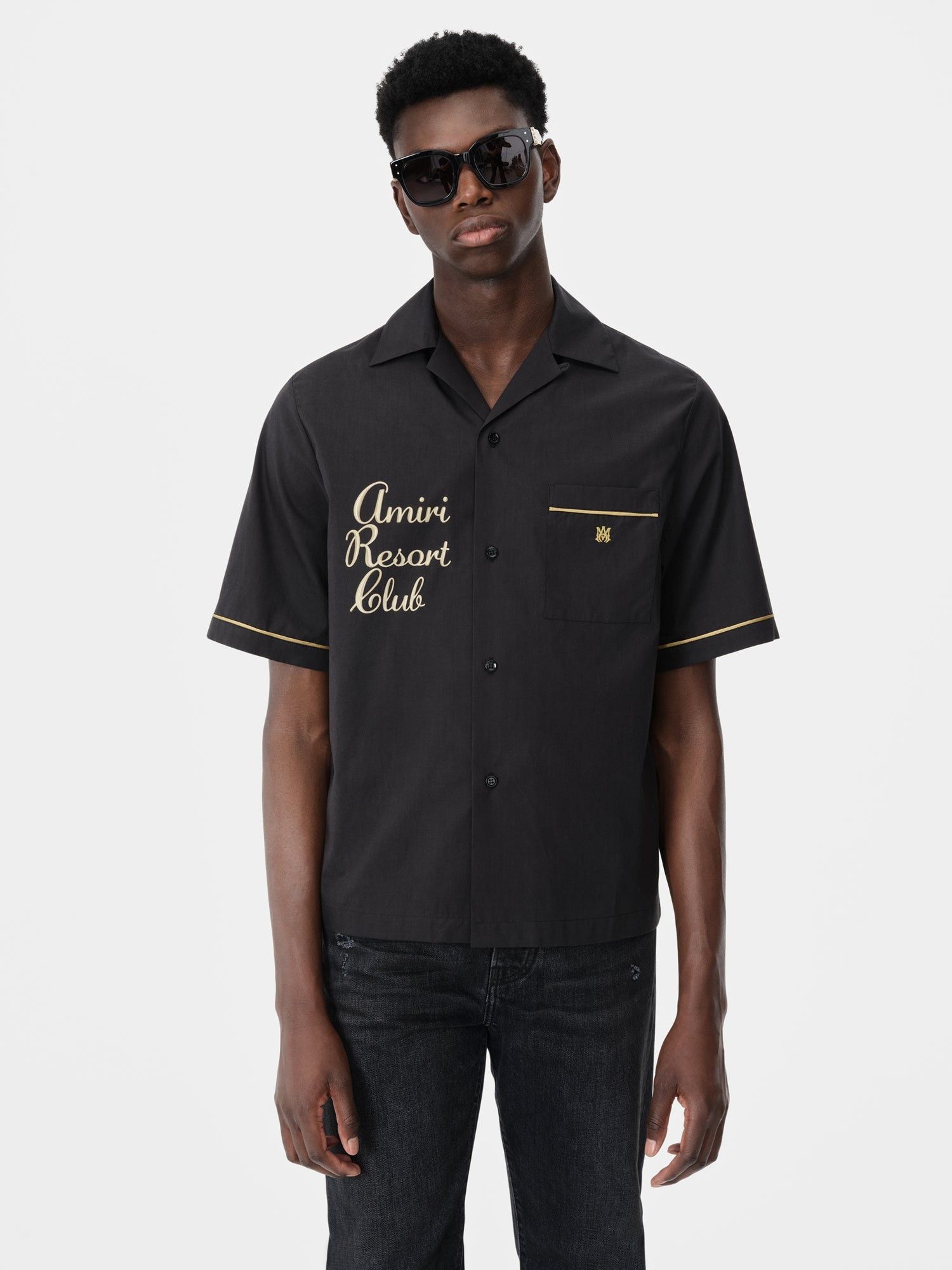 Amiri o1s1wg110625 Resort Club Logo Shirt in Black Size US L / EU 52-54 / 3 - 3 Thumbnail