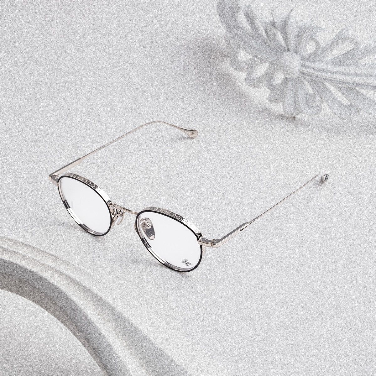 Chrome Hearts CHROME HEARTS THICK MATTE BLACK/SHINY SILVER GLASSES Size ONE SIZE - 2 Thumbnail