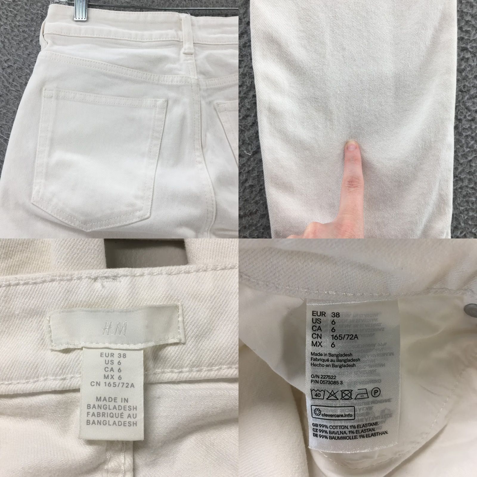 H&M H&M Skinny Jeans Womens 6 White High Rise Light Wash Casual Pockets Zip Fly Womens Jeans Shirt Style Size 28" / US 6 / IT 42 - 9 Thumbnail