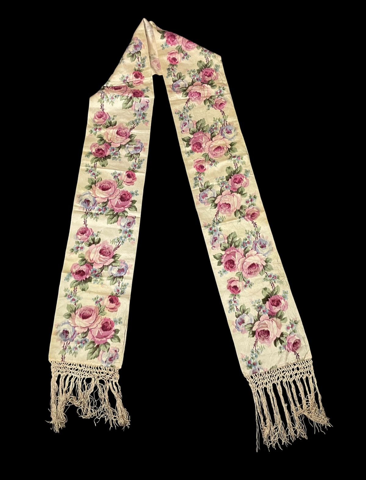 image of Antique Regency Watercolour Rose Silk Sash in Pink, Women's