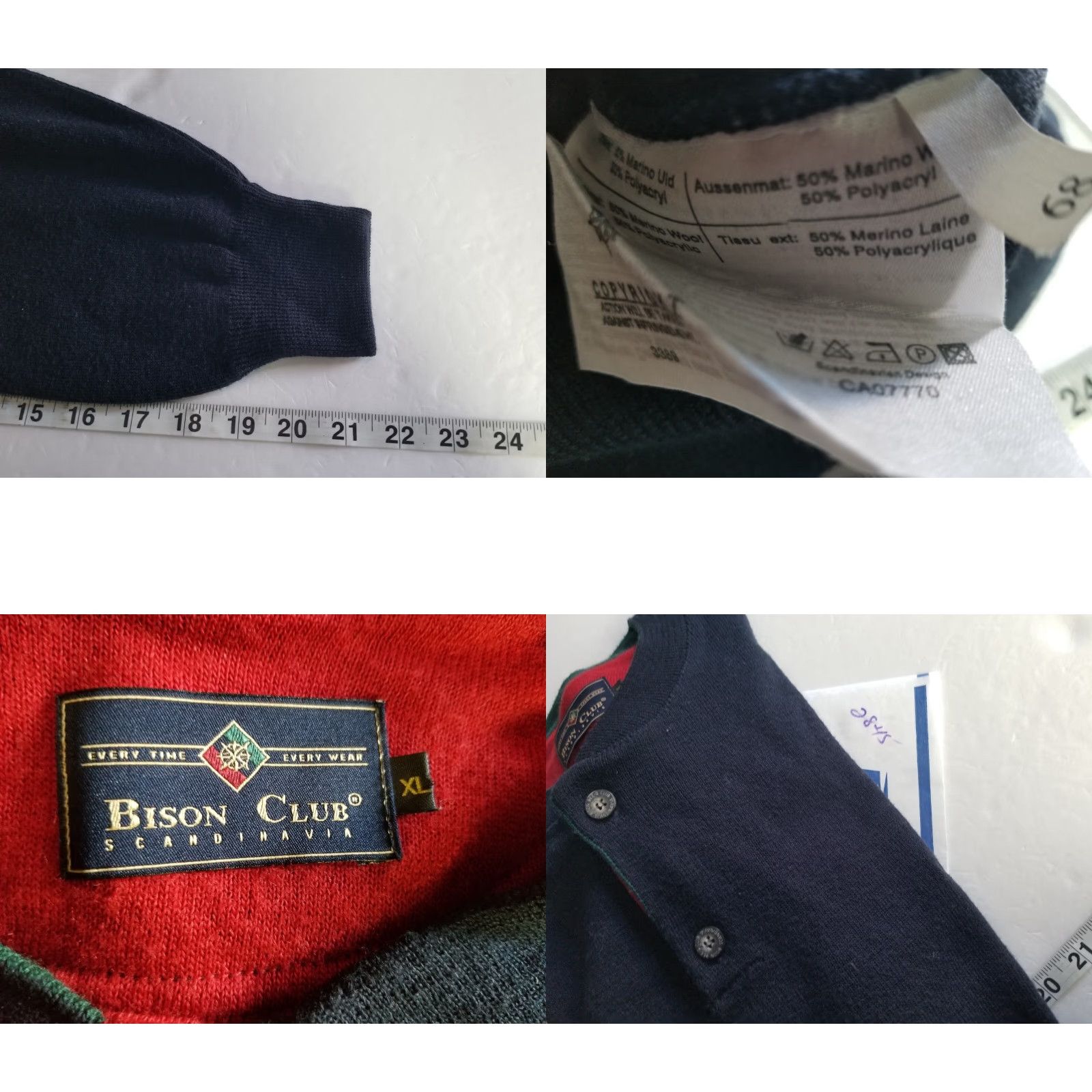 Vintage VINTAGE Bison Club Sweater Merino Wool Blend Pullover Blue Adult XL Mens Crew Neck Long Sleeve Size US XL / EU 56 / 4 - 8 Thumbnail