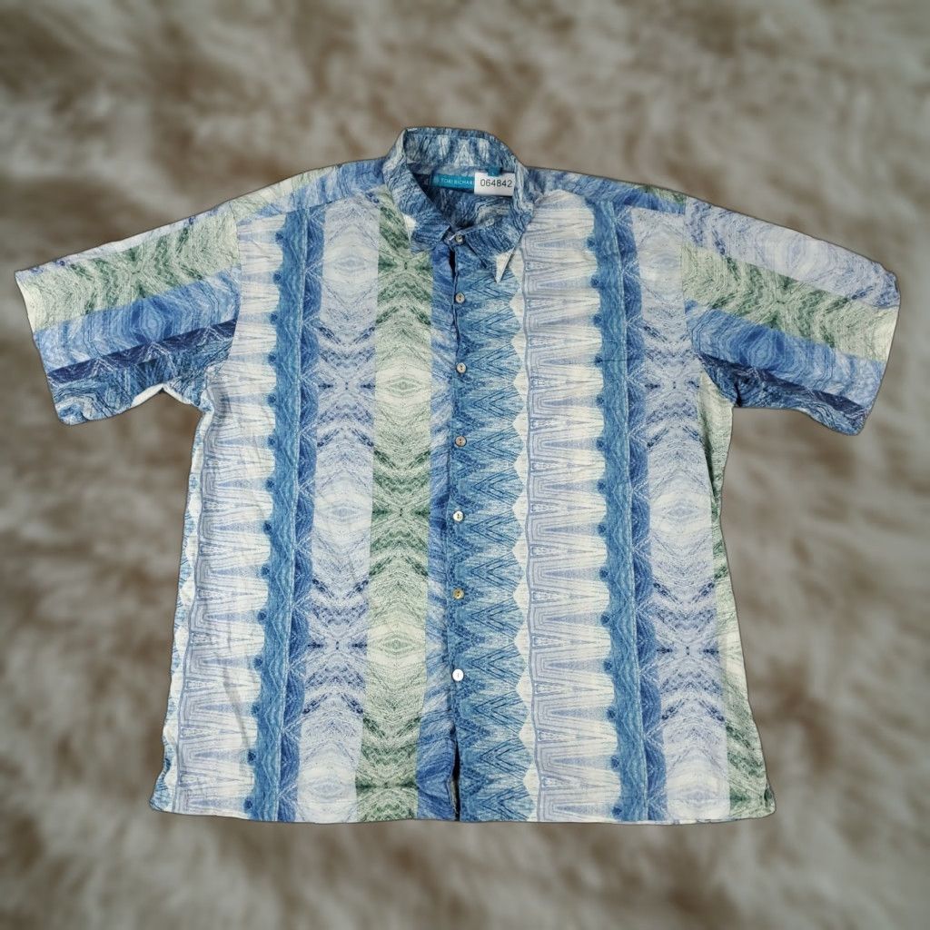 Tori Richard Tori Richard Shirt Mens Large Blue Abstract Hawaiian Button Up Short Sleeve Size US L / EU 52-54 / 3 - 1 Thumbnail