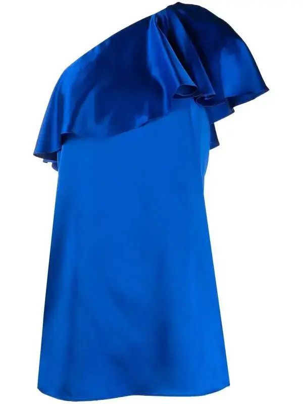 Saint Laurent Paris o1y0126 One-Shoulder Midi Dress in Bright Blue Size M / US 6-8 / IT 42-44 - 1 Thumbnail