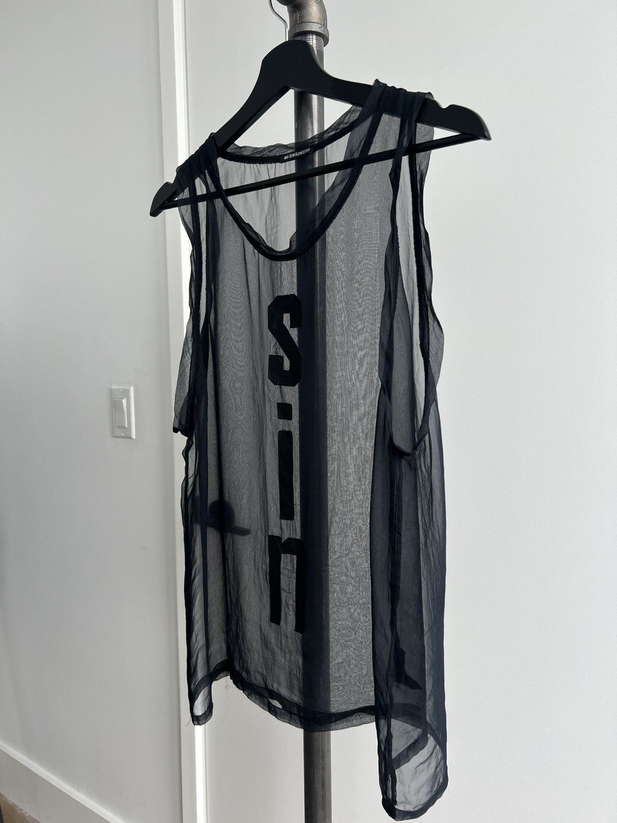 Pre-owned Ann Demeulemeester Ss03 "sin" Sheer Tank Top In Black