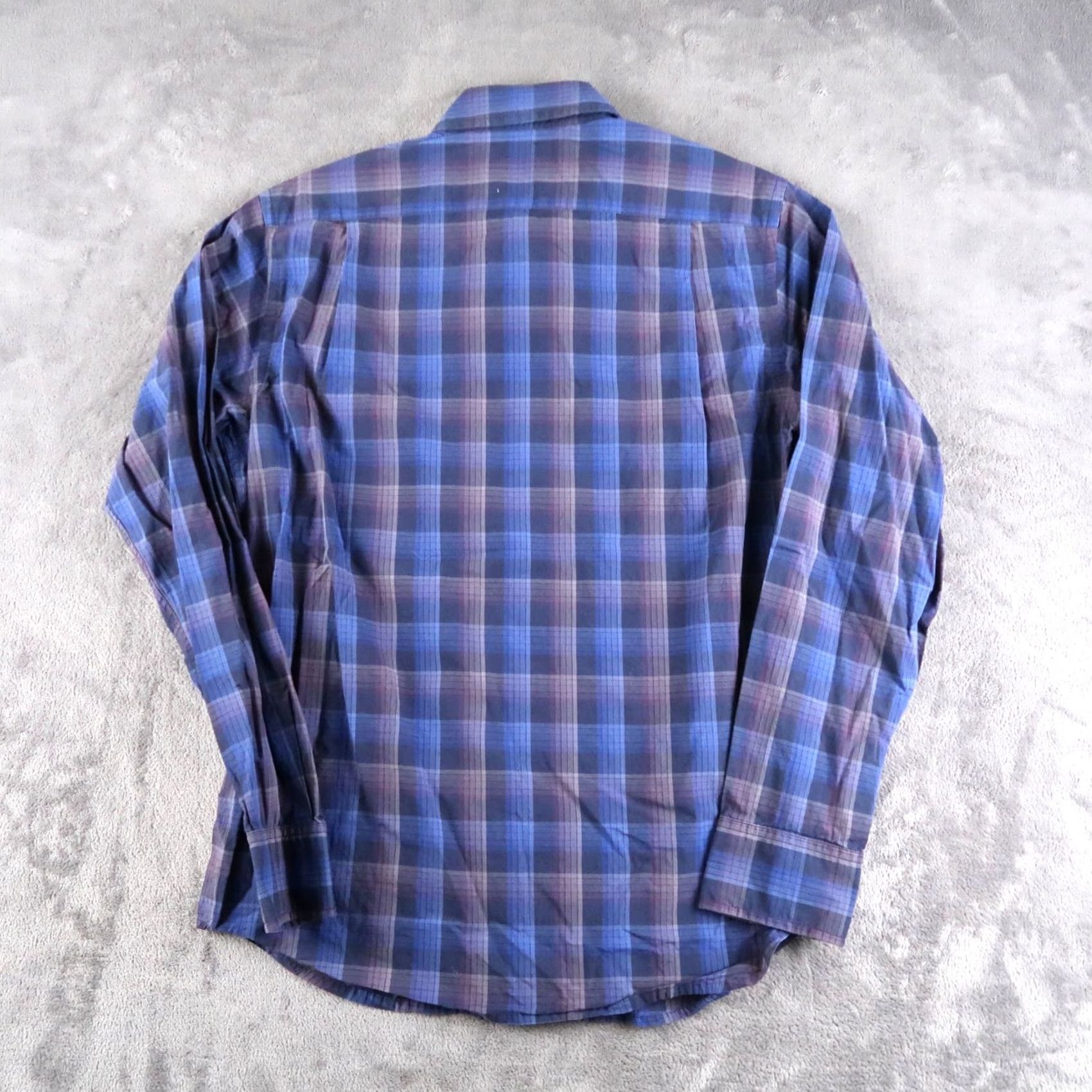 Faconnable Façonnable Men Blue Plaid Check Long Sleeve Cotton Shirt Size S Club Shirt Mens Regular Collar Button-Up Size US S / EU 44-46 / 1 - 2 Thumbnail