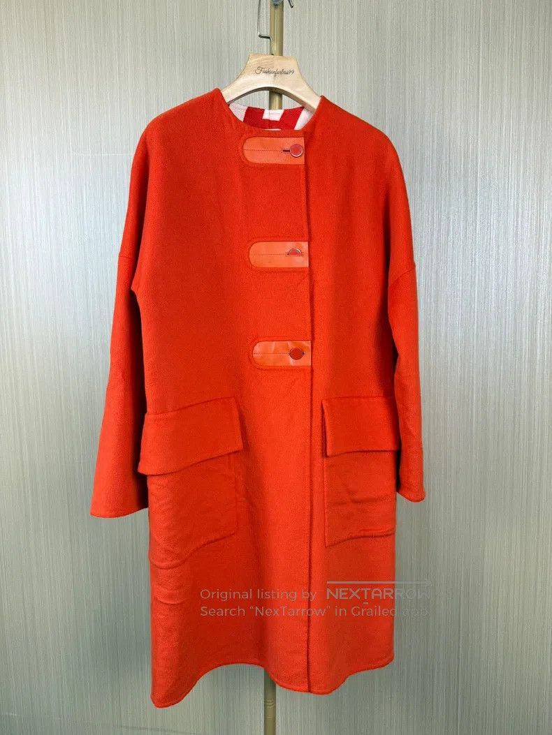 Hermes Hermes Orange Wool Coat Size XXS / US 00 / IT 34 - 1 Thumbnail
