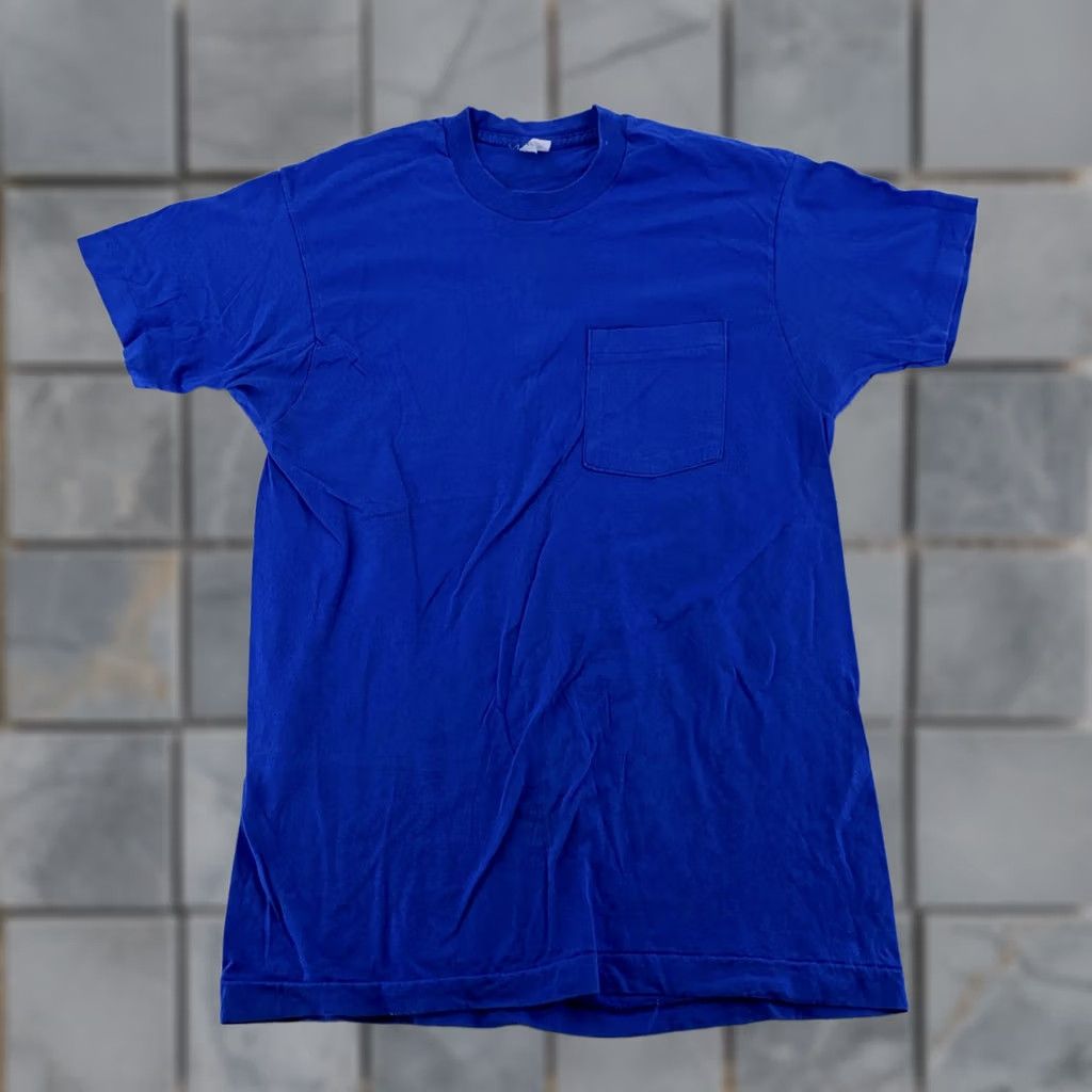Fruit Of The Loom VINTAGE Fruit of the Loom Shirt Small Pocket Tee Blue USA Single Stitch Blank Mens S Short Sleeve Crew Neck Cotton Size US S / EU 44-46 / 1 - 1 Thumbnail