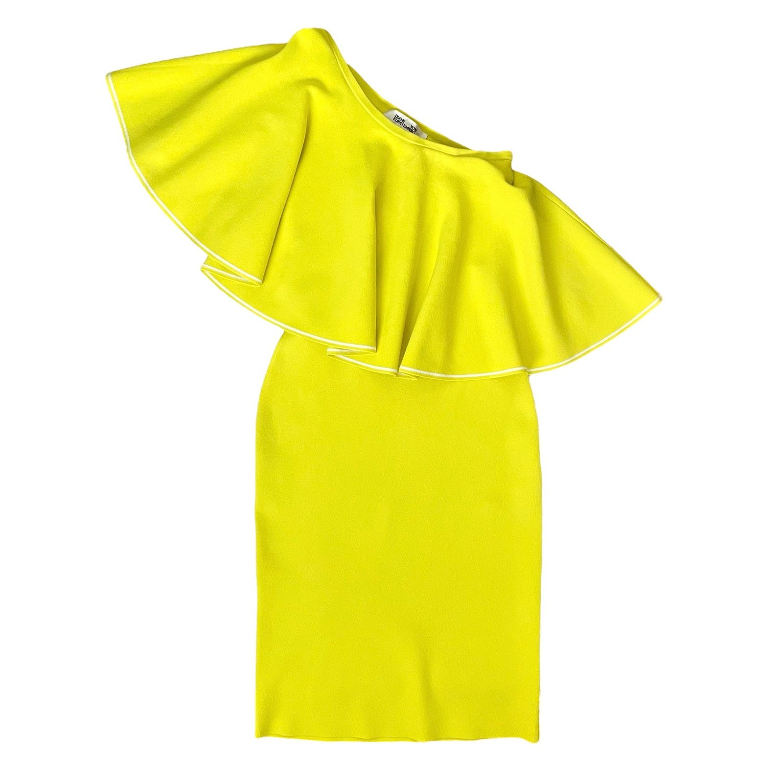 Diane von Furstenberg Diane Von Furstenberg Yellow One Shoulder Ruffle Front Dress Size S / US 4 / IT 40 - 2 Thumbnail