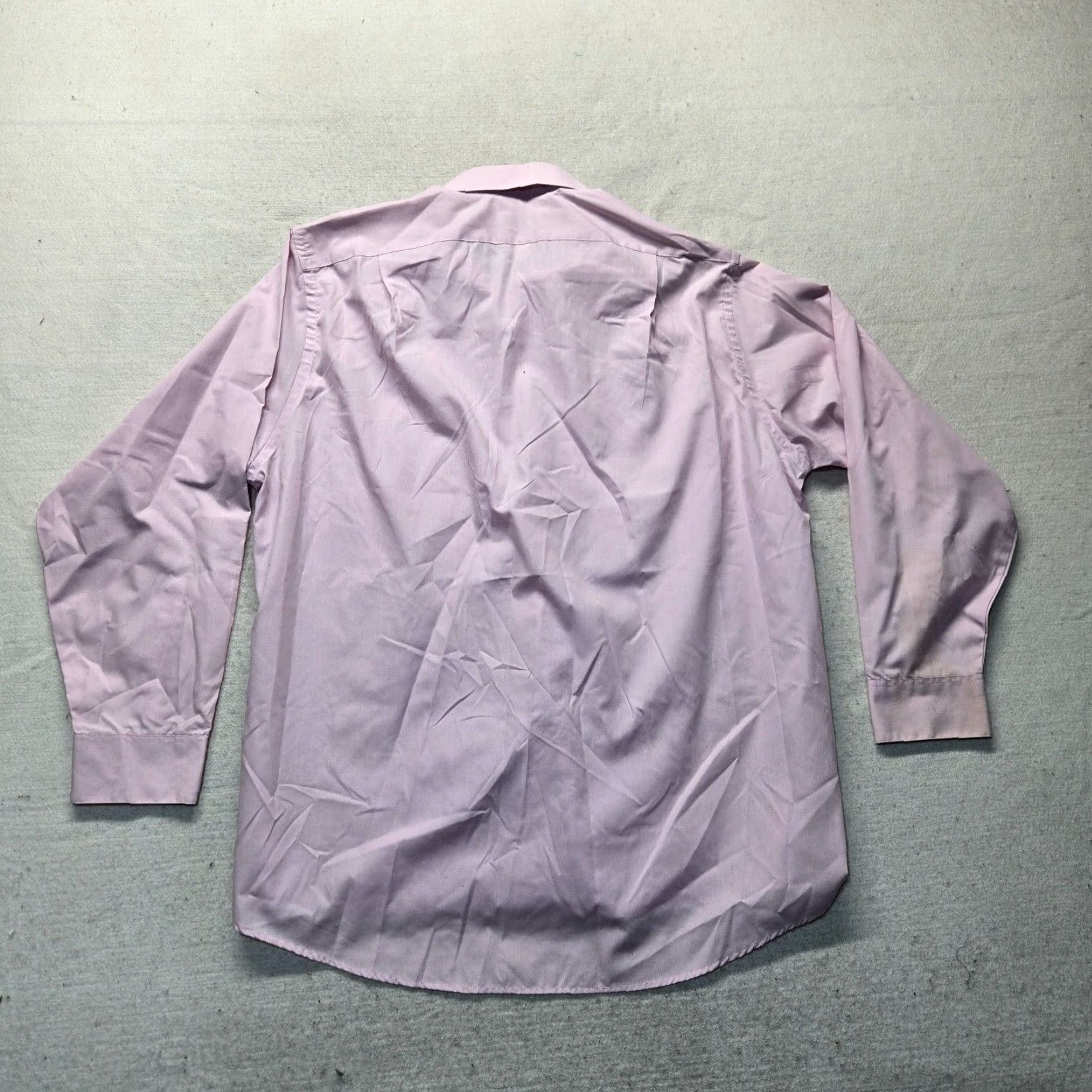 Van Heusen Van Heusen Dress Shirt 17.5 34/35 Pink Poplin Solid Button Up Collar Mens Size 46R - 7 Thumbnail
