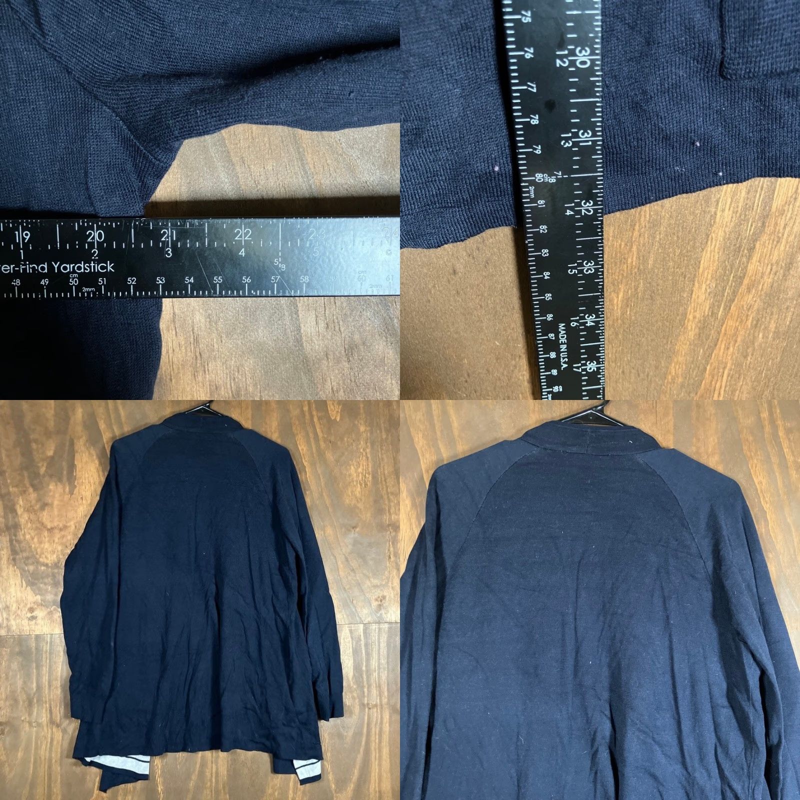 Loft Ann Taylor LOFT Womens Cardigan Navy Blue Striped Open Draped Knit Sweater L Size L / US 10 / IT 46 - 8 Thumbnail