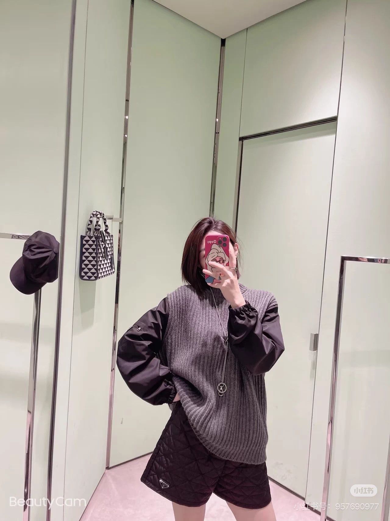 Prada Prada Grey Patchwork Knit Sweater w/ Triangle Logo (36) Size M / US 6-8 / IT 42-44 - 9 Thumbnail