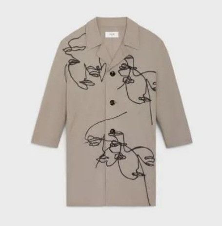 image of Celine O1W1Db10823 Trench Coat In Beige, Men's (Size Small)